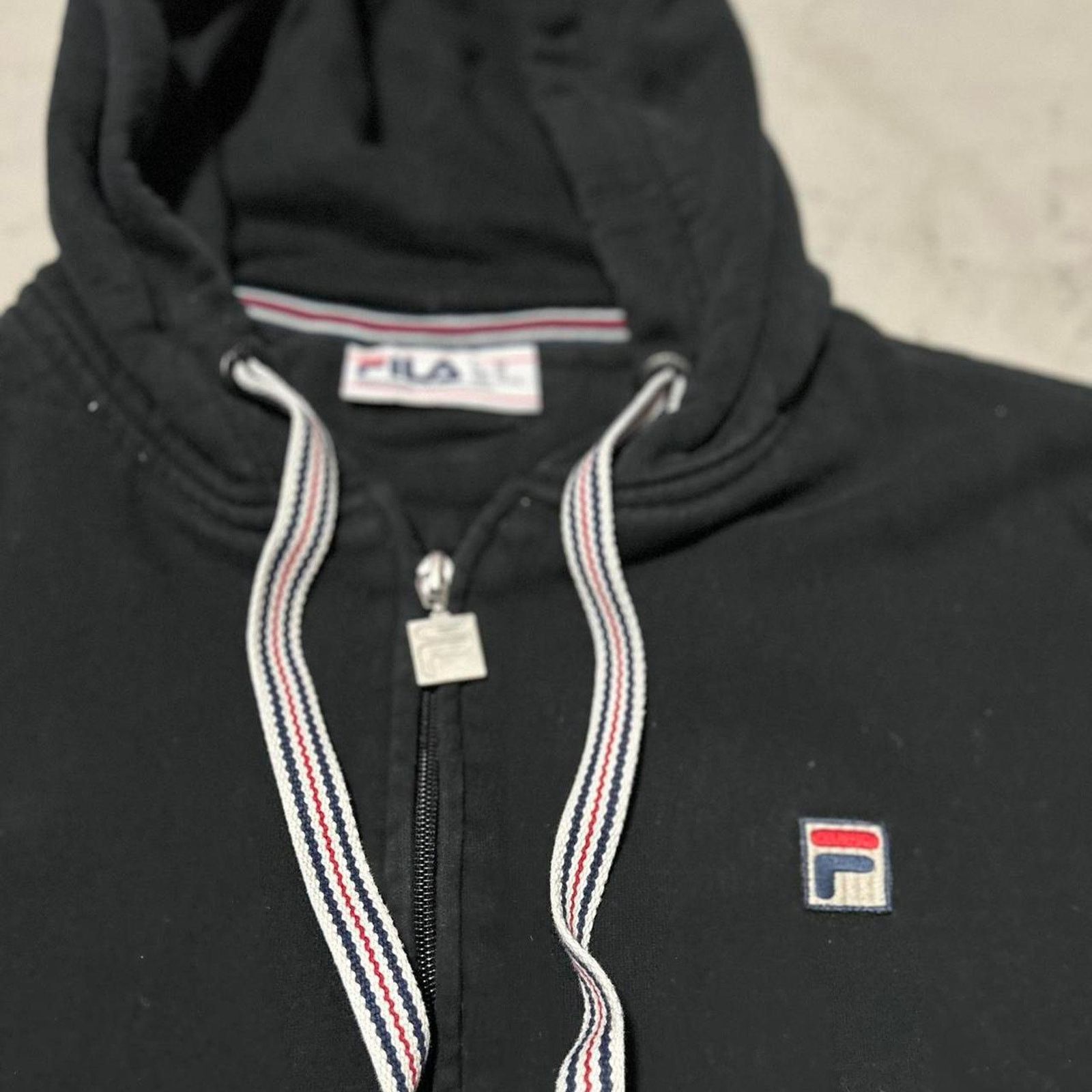 Fila Vintage Black Fila Full Zip Fleece Hoodie with Red and White Size US XL / EU 56 / 4 - 4 Thumbnail