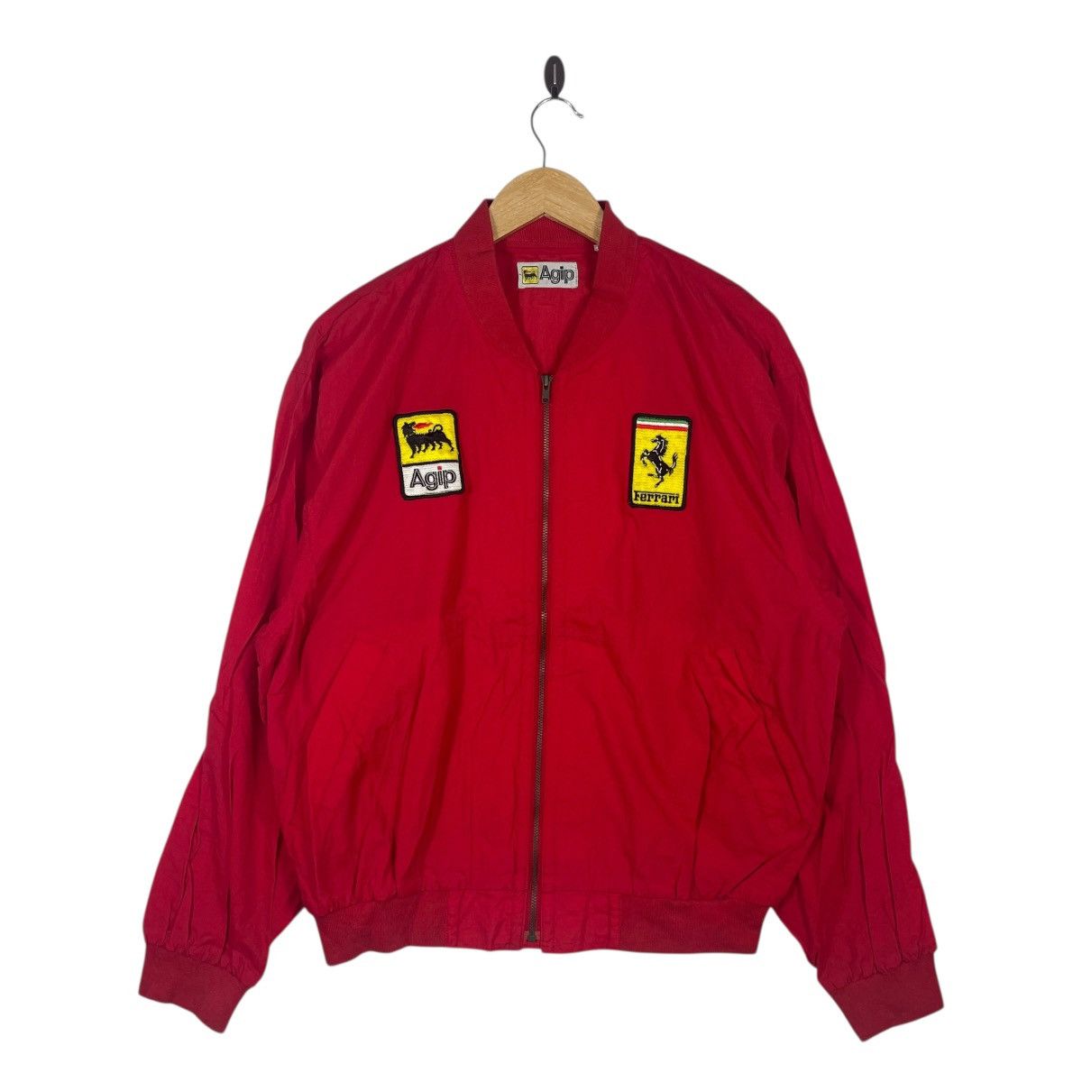 Vintage FERRARI × AGIP Racing Jacket Red Motorsport Italian