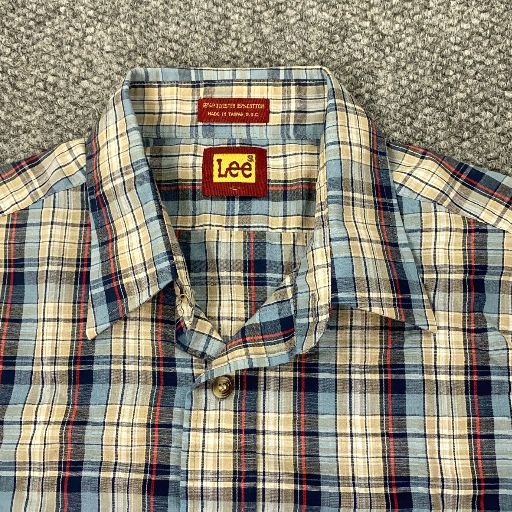 Lee VINTAGE Lee Shirt Mens Large Plaid Pockets Stretch Short Sleeve Size US L / EU 52-54 / 3 - 3 Thumbnail