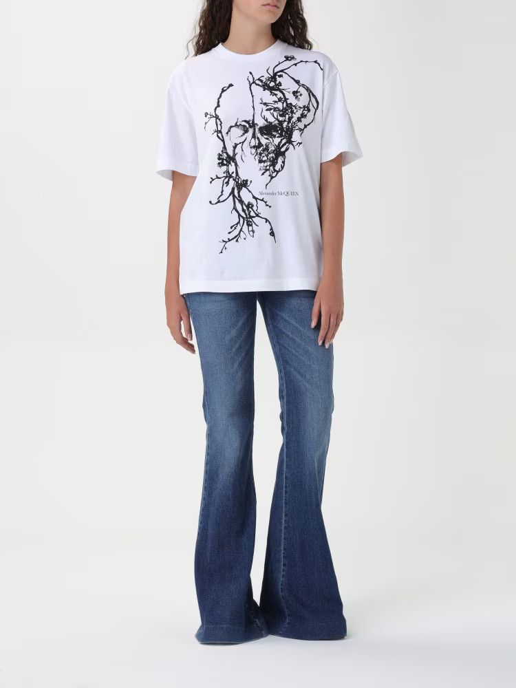 Alexander McQueen o1s22i1n1024 Oversized Cherry Blossom T-Shirt in White Size S / US 4 / IT 40 - 2 Thumbnail