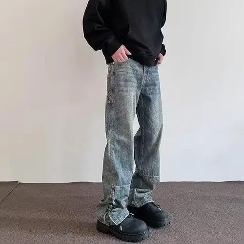 image of Faded Wash Denim Jeans, Grunge Jeans, Opium Jeans in Blue, Men's (Size 32)