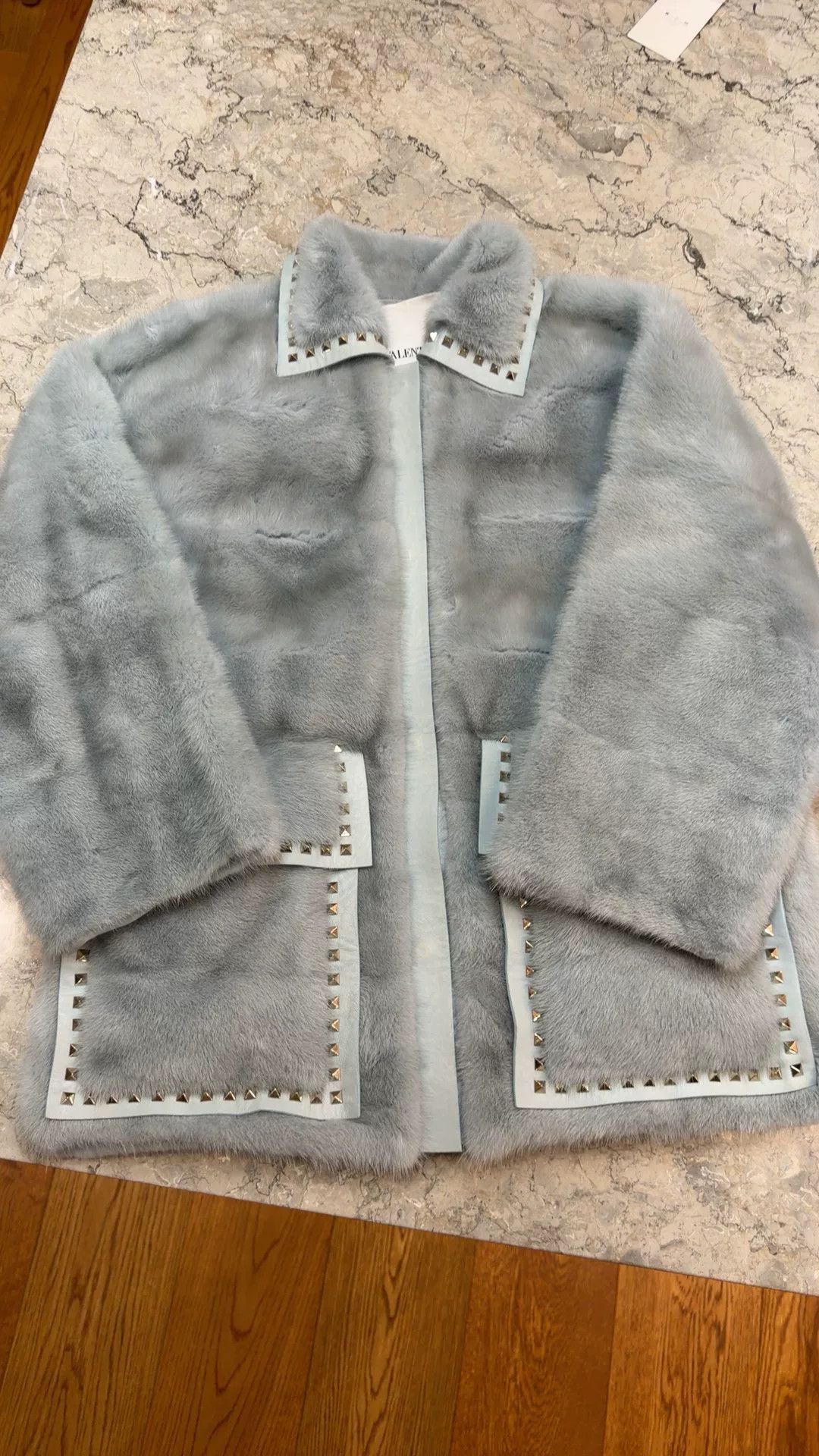 Valentino Valentino Light Blue Furry Coat Size S / US 4 / IT 40 - 1 Thumbnail