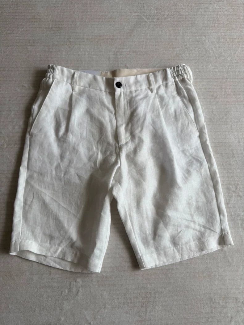 Ermenegildo Zegna Eleventy Men's White Linen Shorts Size US 33 - 1 Thumbnail
