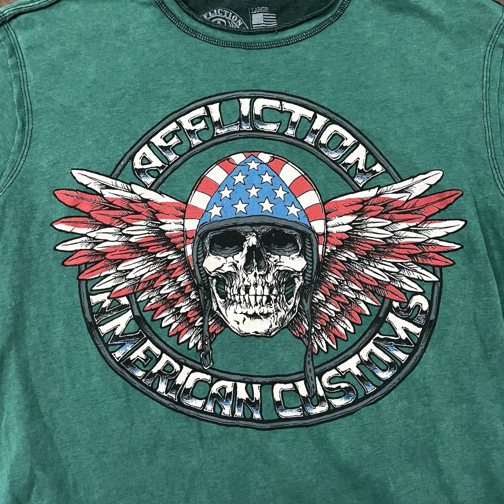 Affliction VINTAGE Affliction T-Shirt Men Large Crew Neck Graphic Skull USA 2000s Retro Gothic Metal Size US L / EU 52-54 / 3 - 3 Thumbnail