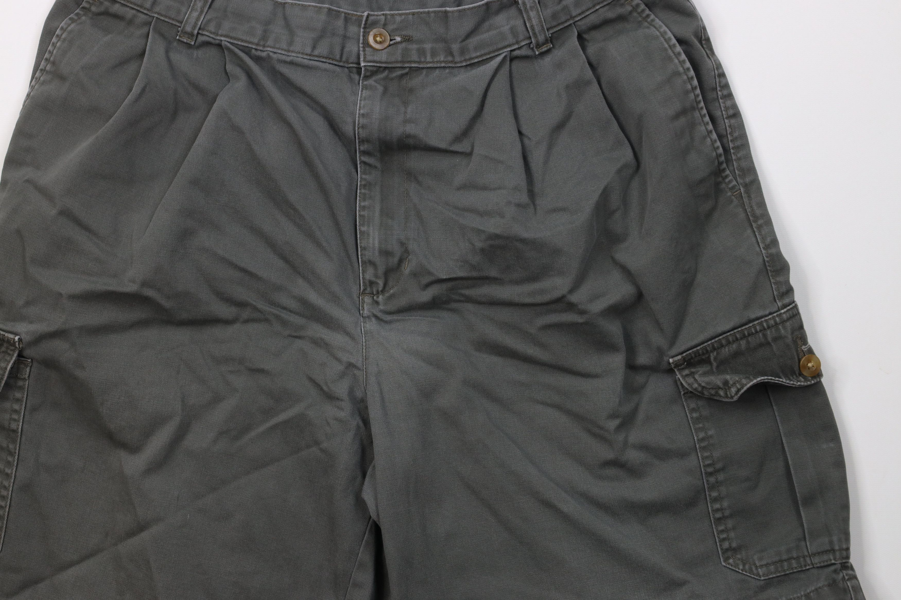 Vintage Vintage 90s Streetwear Above Knee Cargo Shorts Green Cotton Size US 36 / EU 52 - 3 Thumbnail