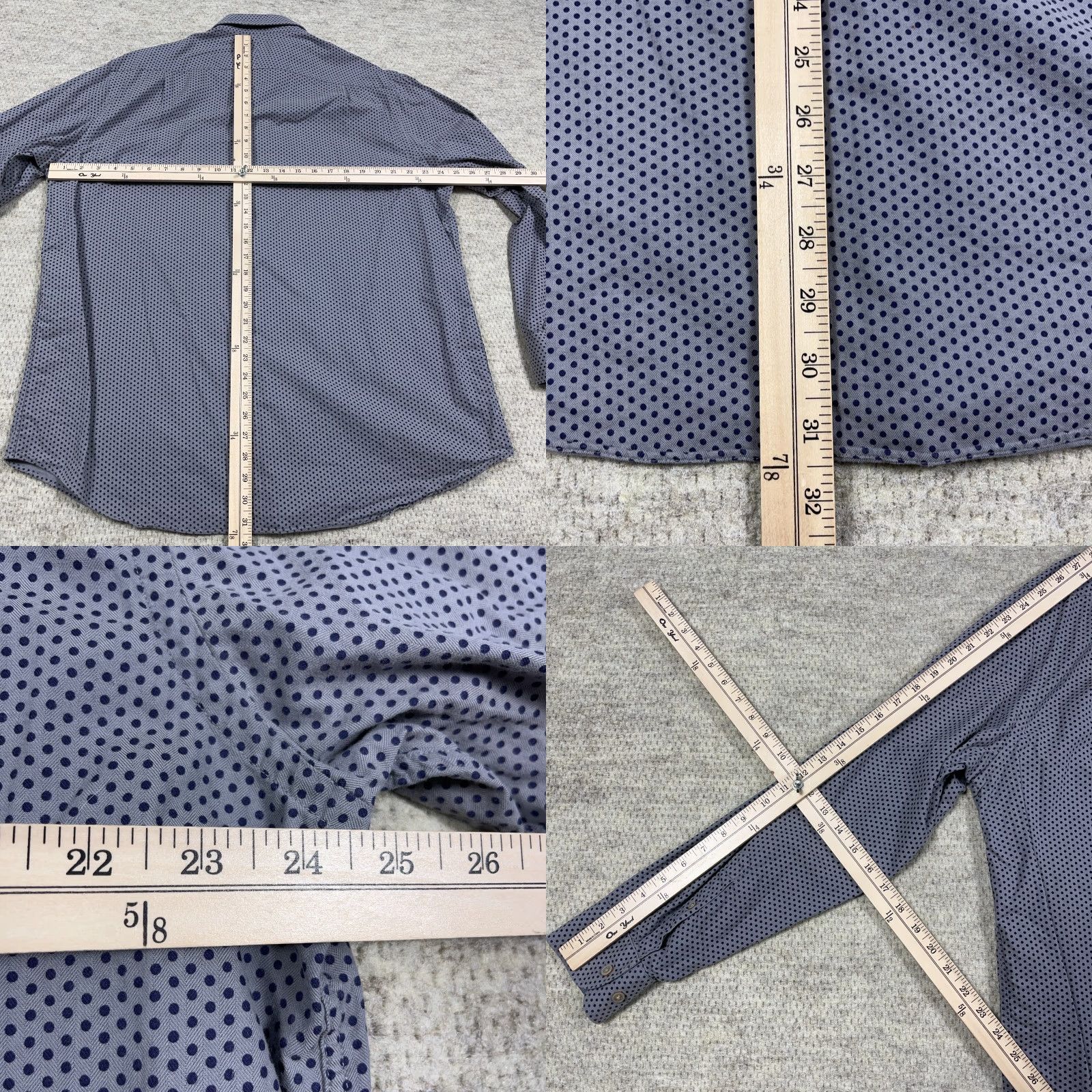 Charles Tyrwhitt Charles Tyrwhitt Shirt Men XL Gray Blue Weekend Button Up Classic Fit Polka Dot Size US XL / EU 56 / 4 - 8 Thumbnail