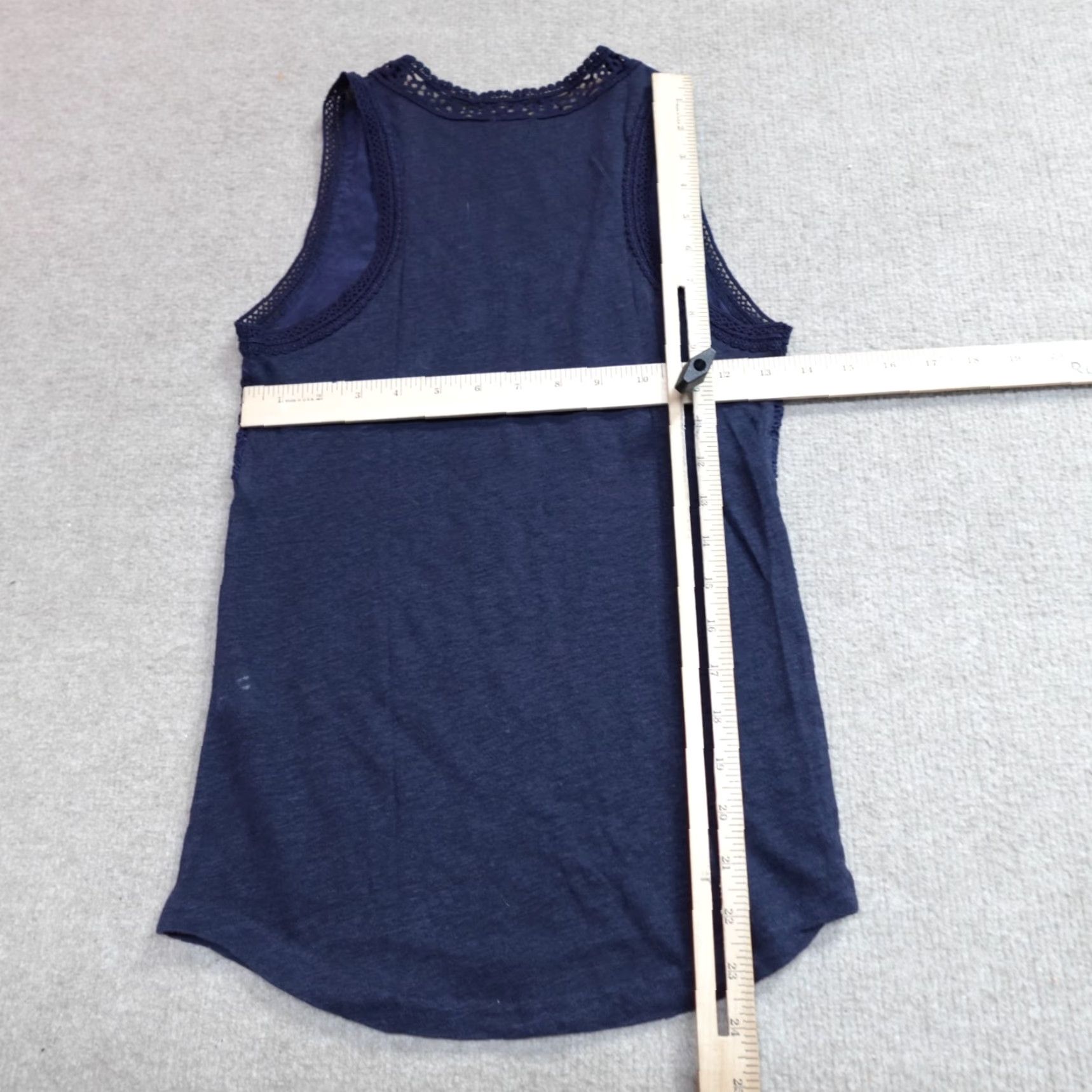 J.Crew VINTAGE J.Crew Womens T-Shirt XS Blue Solid 100% Linen Lace Tank Size XS / US 0-2 / IT 36-38 - 7 Thumbnail