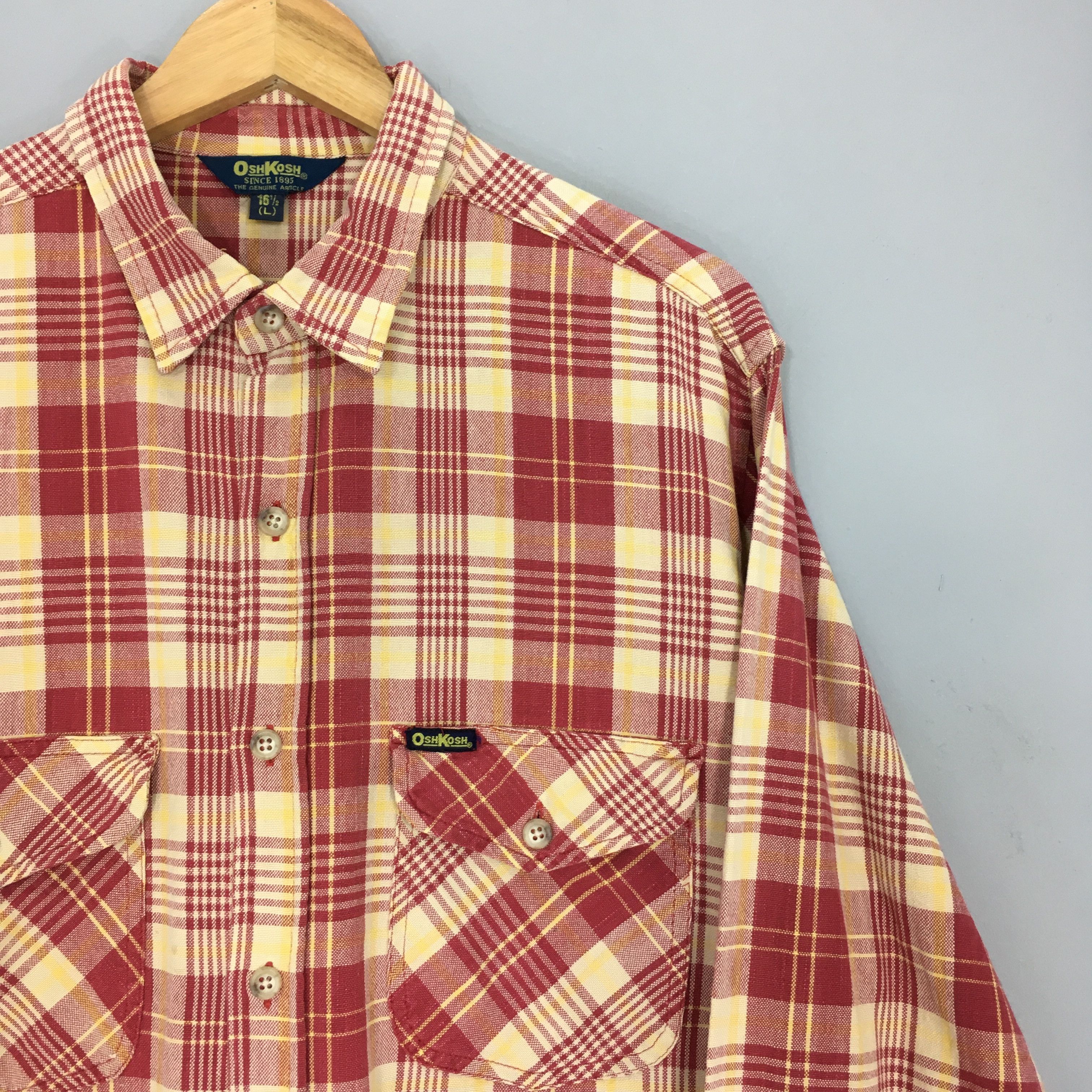 Flannel × Japanese Brand × Vintage Vintage OshKosh B'gosh Checkered Flannel Shirt Large Size US L / EU 52-54 / 3 - 2 Thumbnail