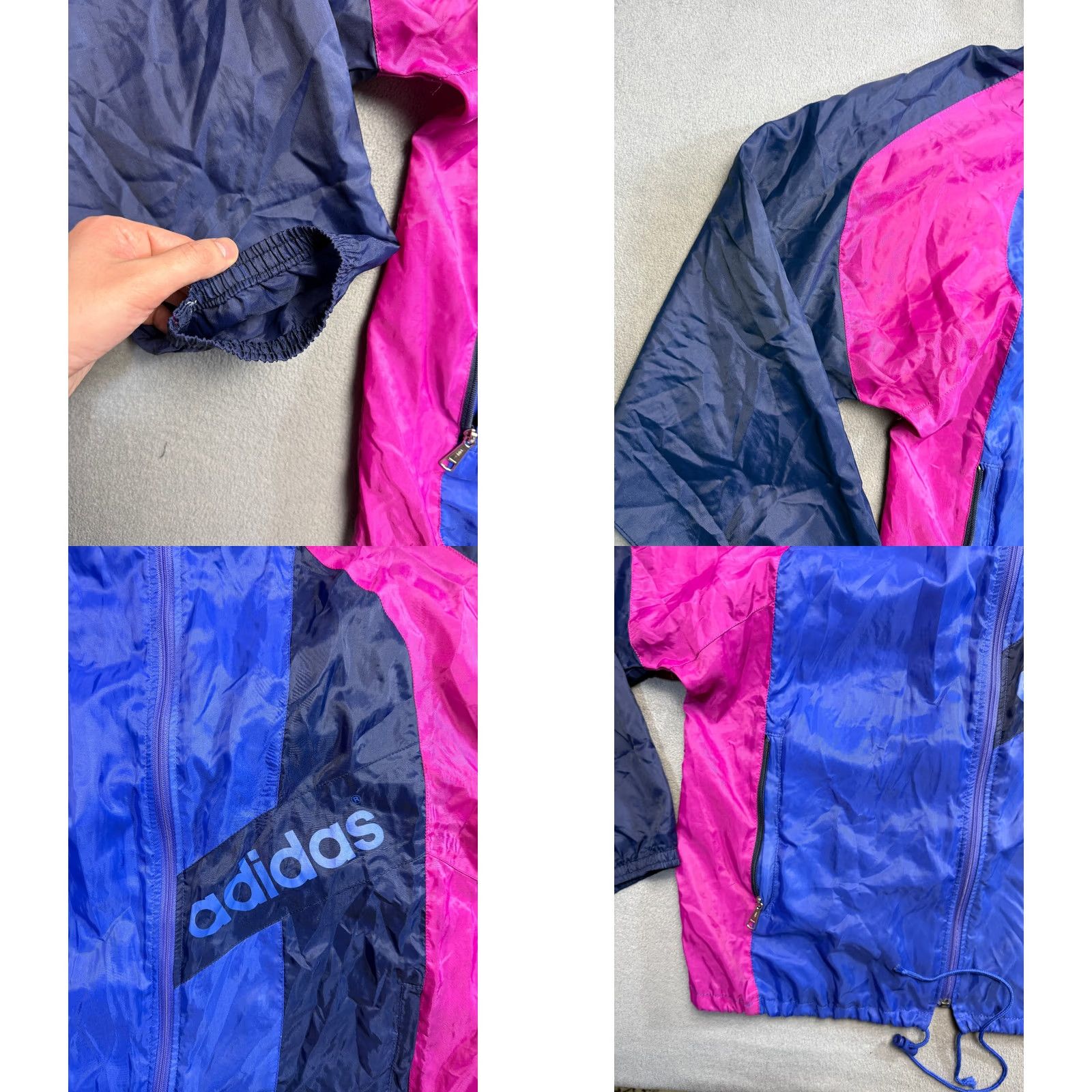 Adidas VINTAGE adidas Windbreaker Jacket Light Purple M Men Zip Tracksuit Top Size 40R - 8 Thumbnail