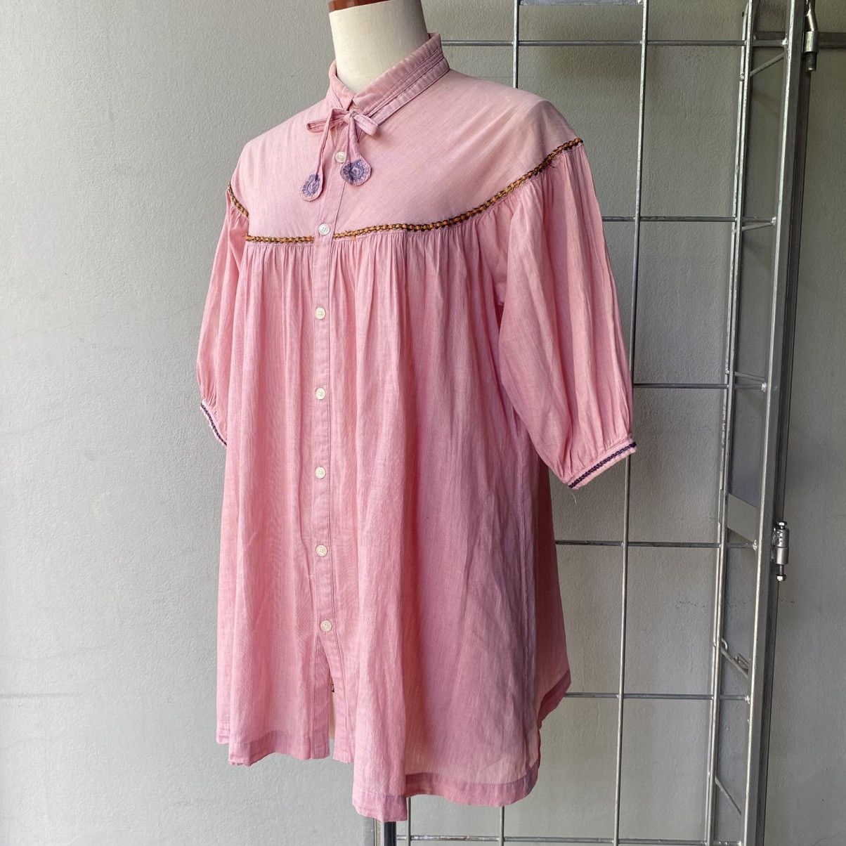 Ne-Net Ne-net Pink Puff Sleeve Babydoll Blouse Size XS / US 0-2 / IT 36-38 - 6 Thumbnail