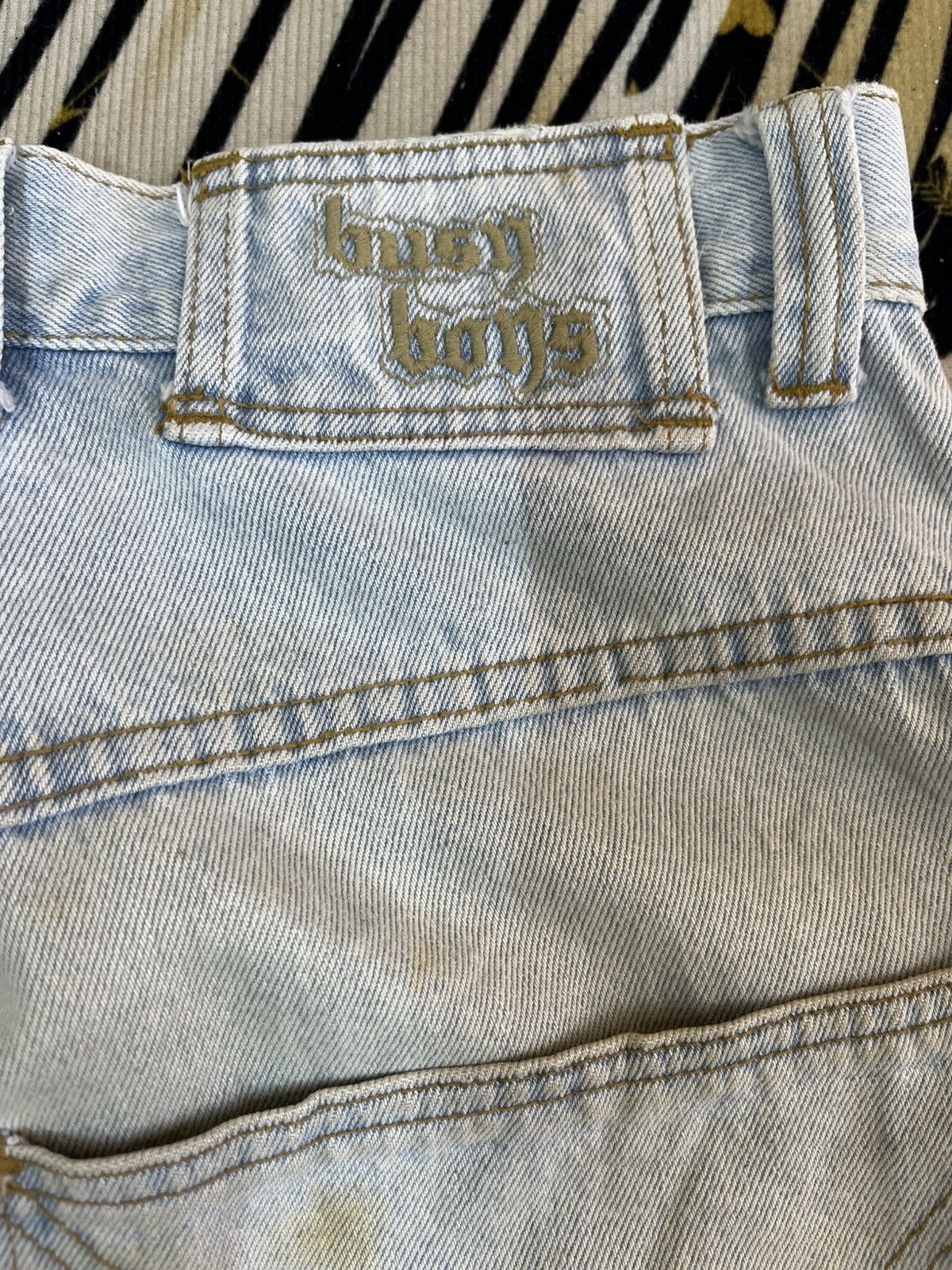 Japanese Brand × Vintage Vintage Busy Bons Uncompleted Waxed Baggy Denim Size US 29 - 11 Thumbnail