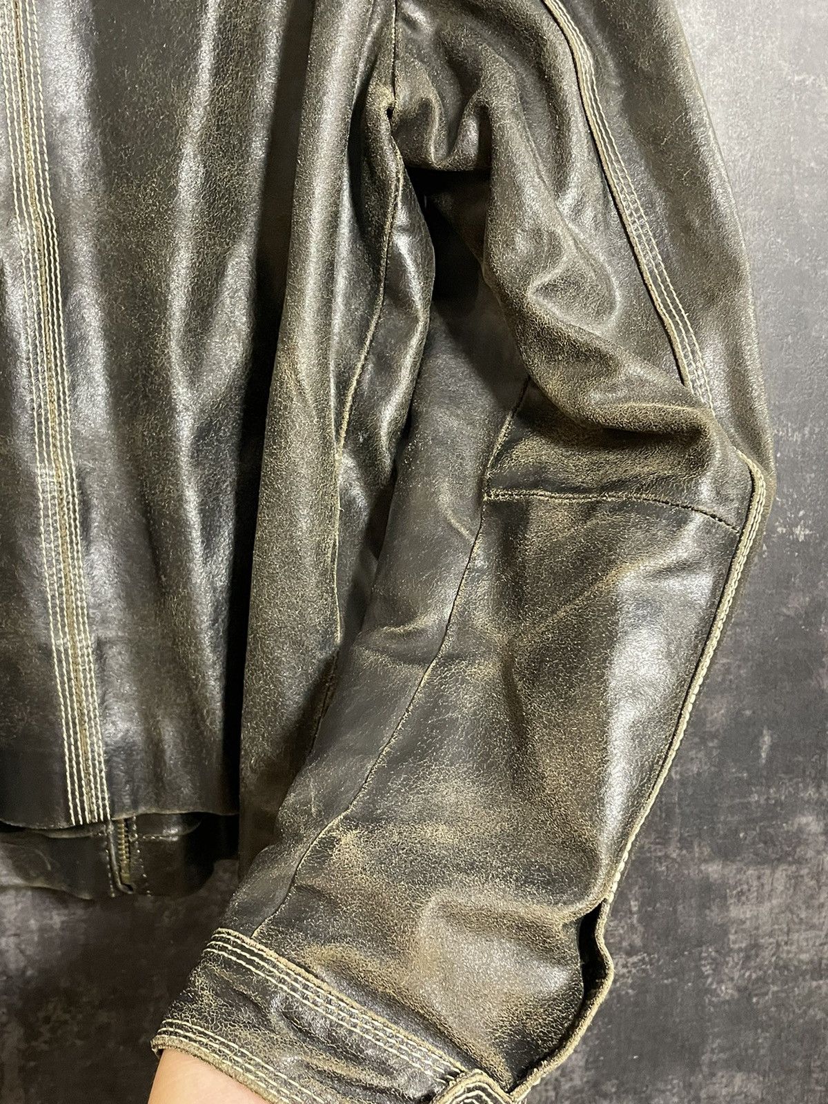Leather Vintage 90s Faded Washed Leather Jacket Size US L / EU 52-54 / 3 - 16 Thumbnail