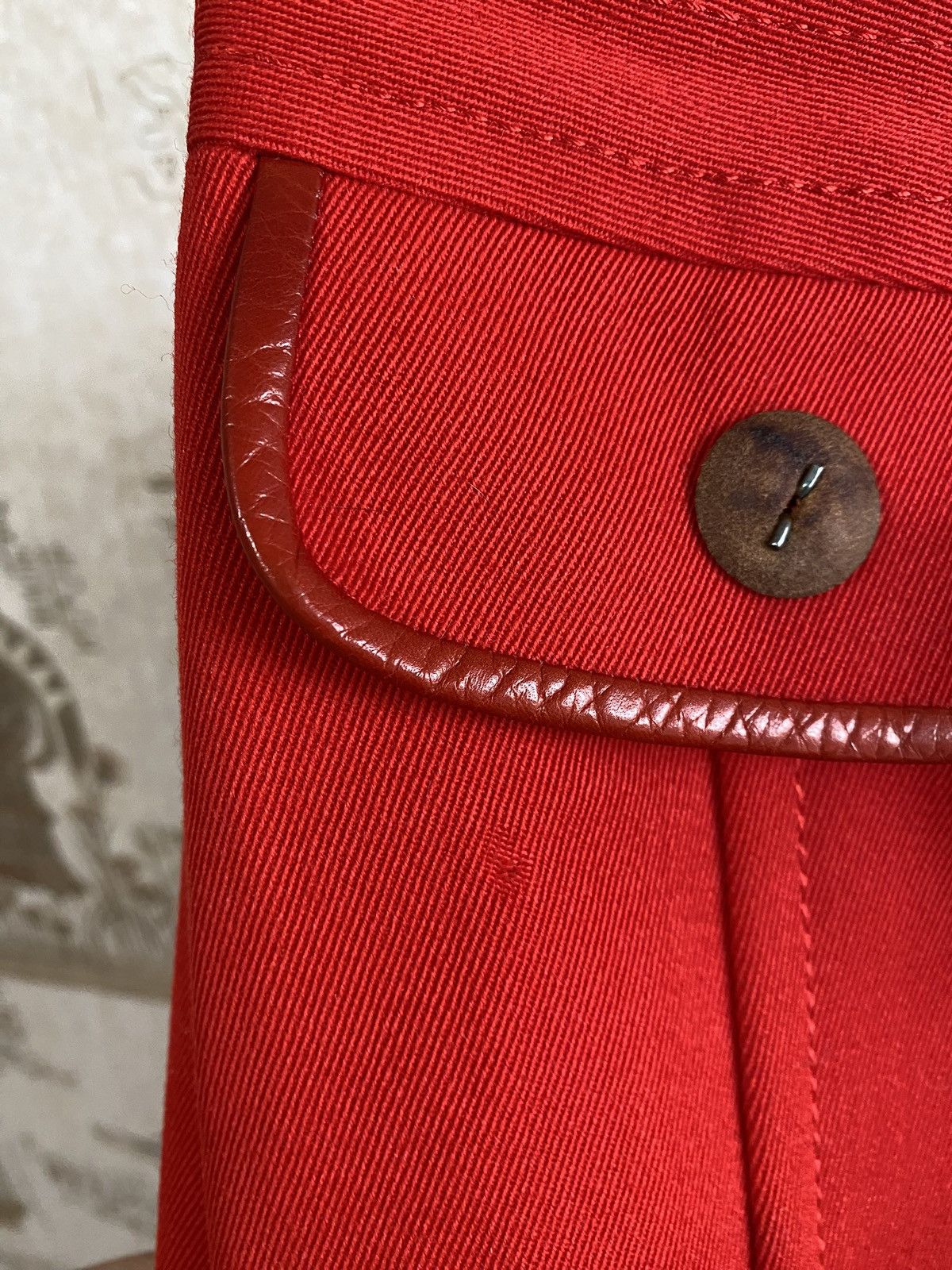 Celine × Vintage Vintage 90s Celine Red Wool Midi Skirt Size 32" / US 10 / IT 46 - 18 Thumbnail