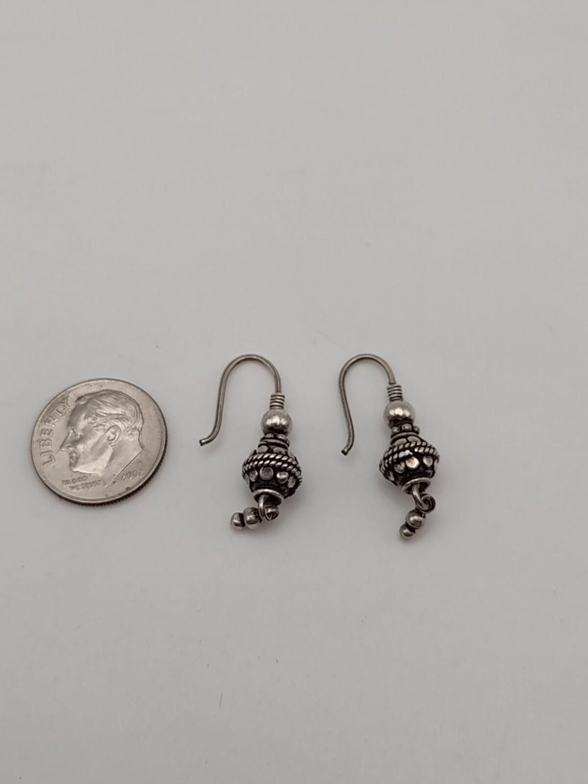 The Unbranded Brand Sterling Silver Bali Bead Dangle Earrings 925 Size ONE SIZE - 3 Thumbnail