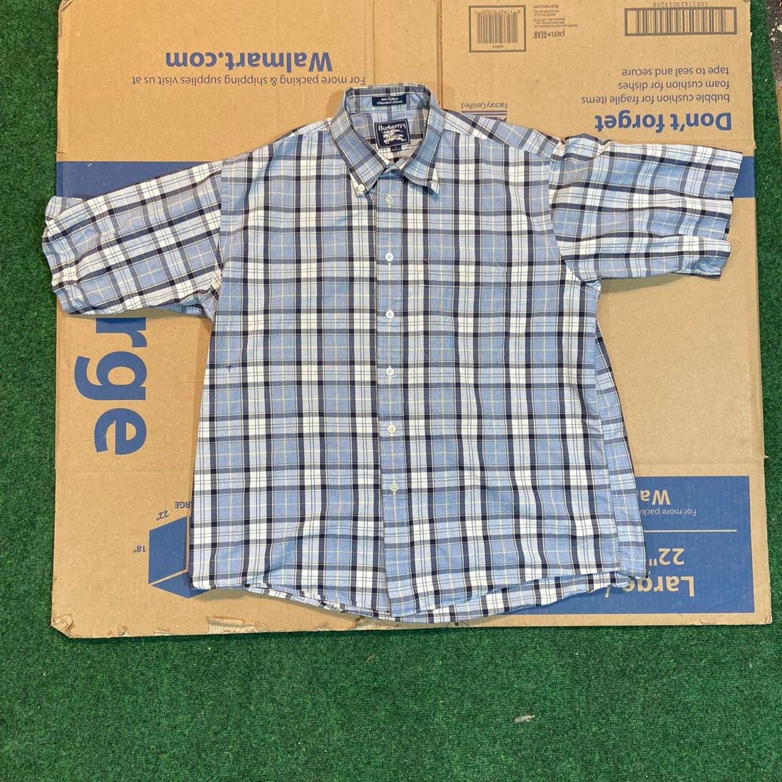 Burberry 80s button up blue plaid Size US L / EU 52-54 / 3 - 2 Thumbnail