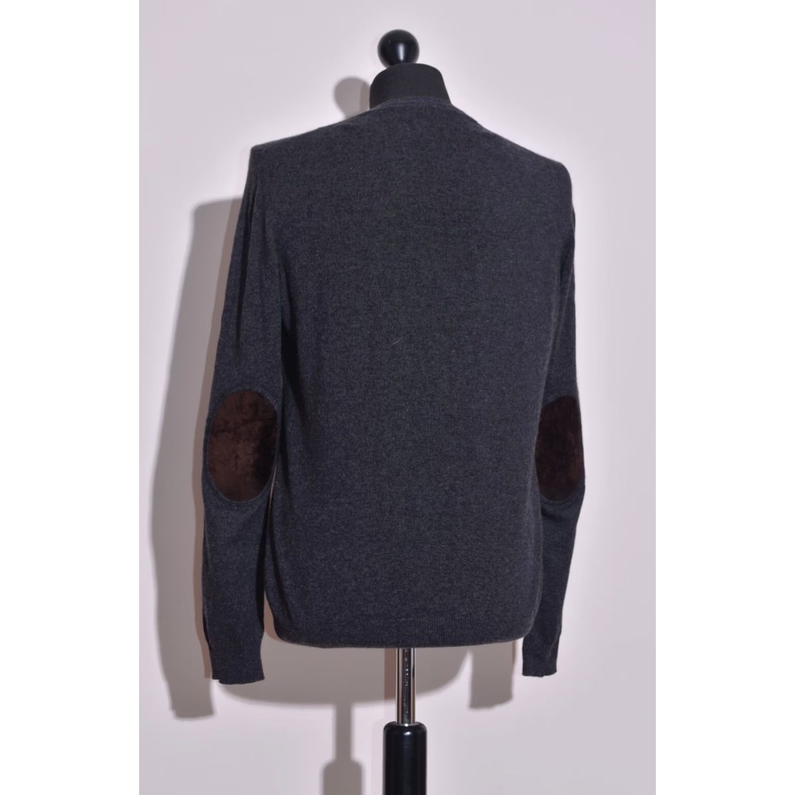 Hackett Hackett Jumper Men V-Neck Grey Cashmere/Silk/Wool Elbow Patches Size L Size US L / EU 52-54 / 3 - 5 Thumbnail