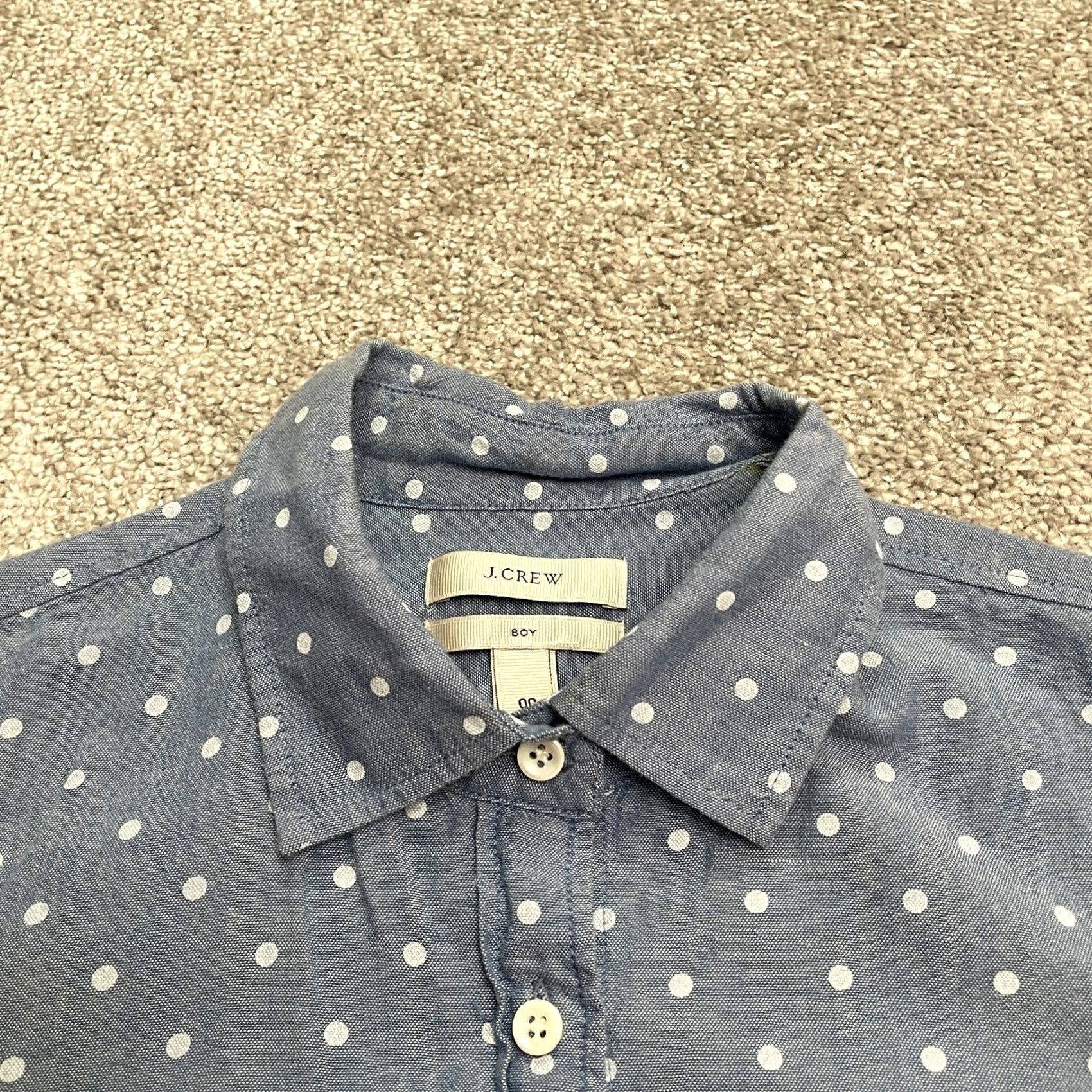 J.Crew J.CREW Womens Chambray Popover Shirt 00 Blue White Polka Dot Cotton Top Casual Workwear Classic Size XXS / US 00 / IT 34 - 3 Thumbnail