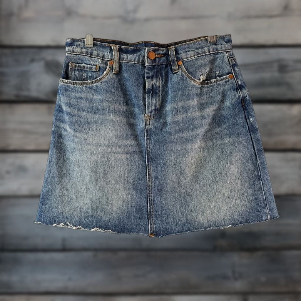 Vintage BLANKNYC Womens Denim Skirt 27 Blue Distressed Pockets Raw Hem Mini Short Cotton Denim Skirt Women Size 27 Blue Womens Size 27" / US 4 / IT 40 - 1 Thumbnail