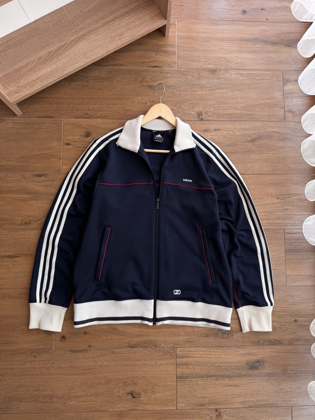 Adidas × Vintage Vintage Adidas Three Stripes Streetwear Japanese Zip Hoodie Size US L / EU 52-54 / 3 - 4 Thumbnail