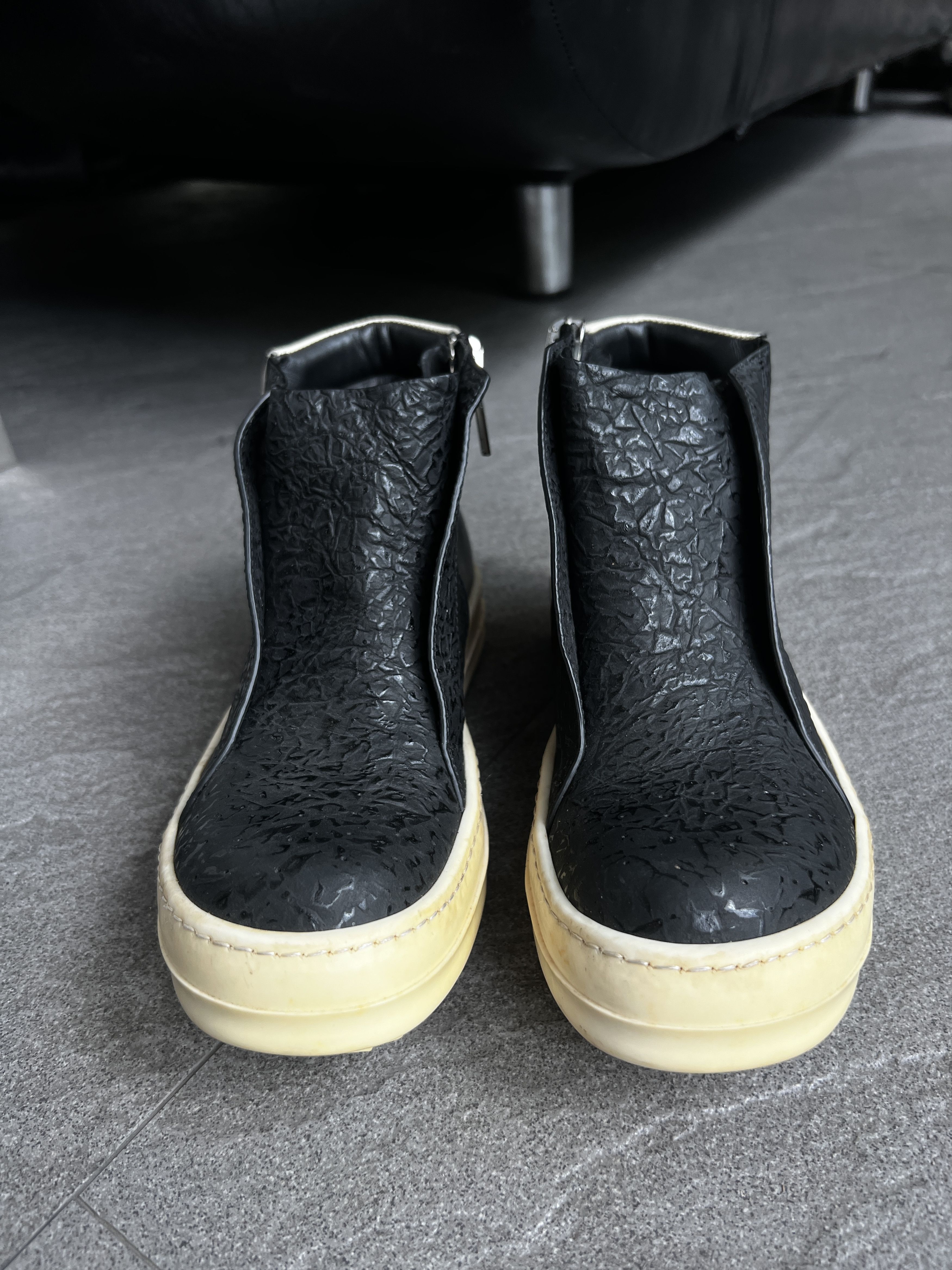 Rick Owens Rick Owens Leather Slip On Sneakers Black Milk EU40 Size US 7 / EU 40 - 3 Thumbnail