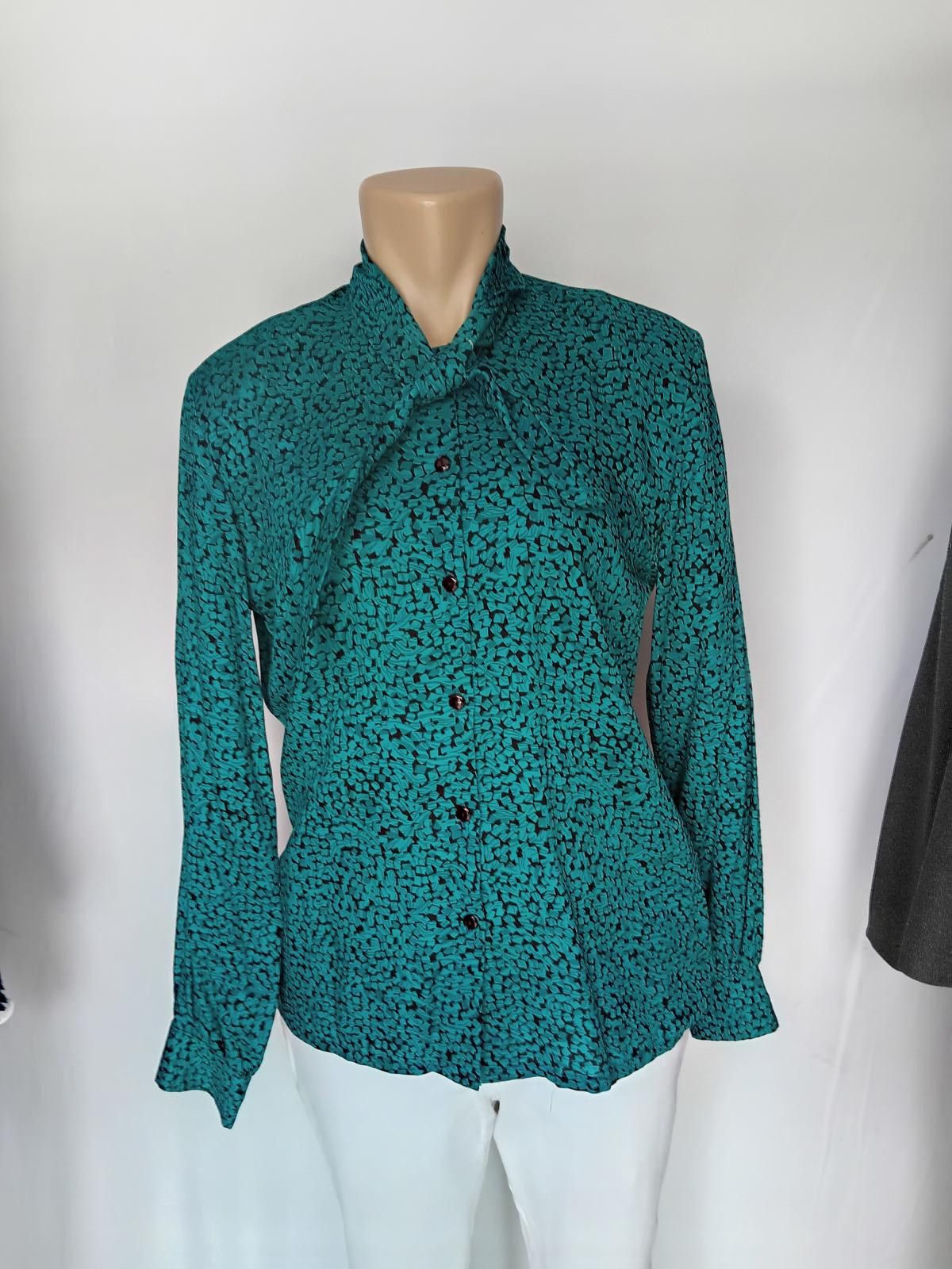 Designer Vintage Country Sophisticates Blouse - Teal Pattern Size M / US 6-8 / IT 42-44 - 1 Thumbnail