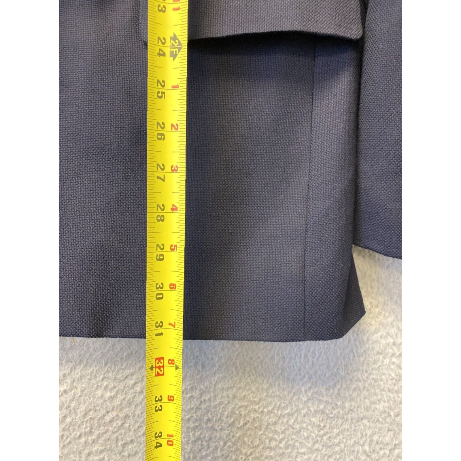 Joseph Abboud VINTAGE None Mens Sport Coat Blazer Suit Jacket 44 R Blue Wool 2-Button Notch Lapel Solid Business Formal Wedding Summer Mens Size 44R - 5 Thumbnail