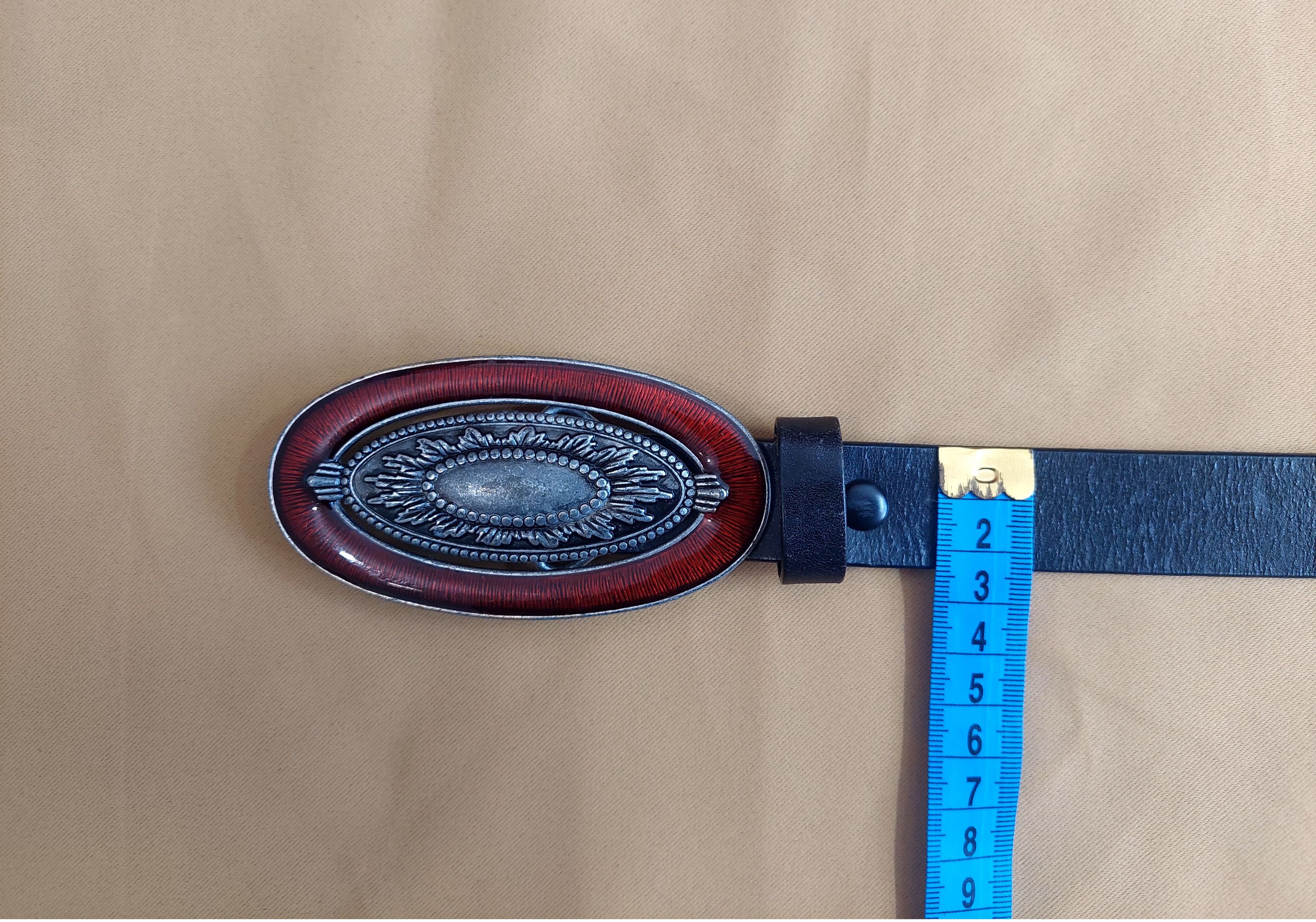 Chicos Chico's Western Belt Large Oval Buckle Red Silver Boho Style Size ONE SIZE - 7 Thumbnail
