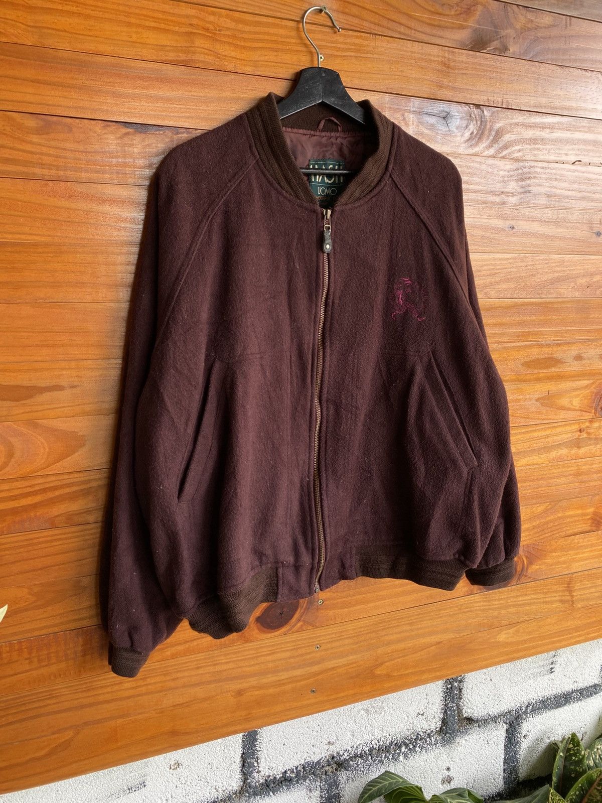 Japanese Brand Vintage HASH Uomo Cheerful Dog Wool Bomber Jacket Size US L / EU 52-54 / 3 - 6 Thumbnail