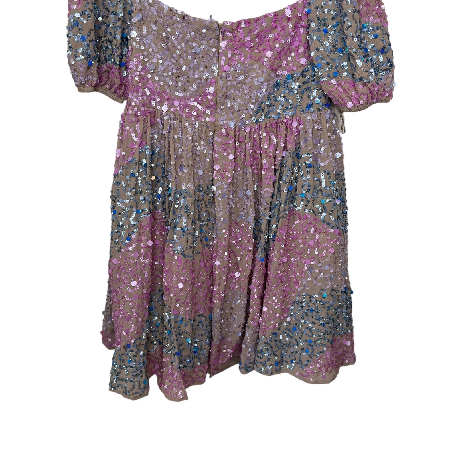 Asos ASOS MAYA DELUXE Puff Sleeve Sequin Mini dress Pink Blue 4 Size S / US 4 / IT 40 - 6 Thumbnail
