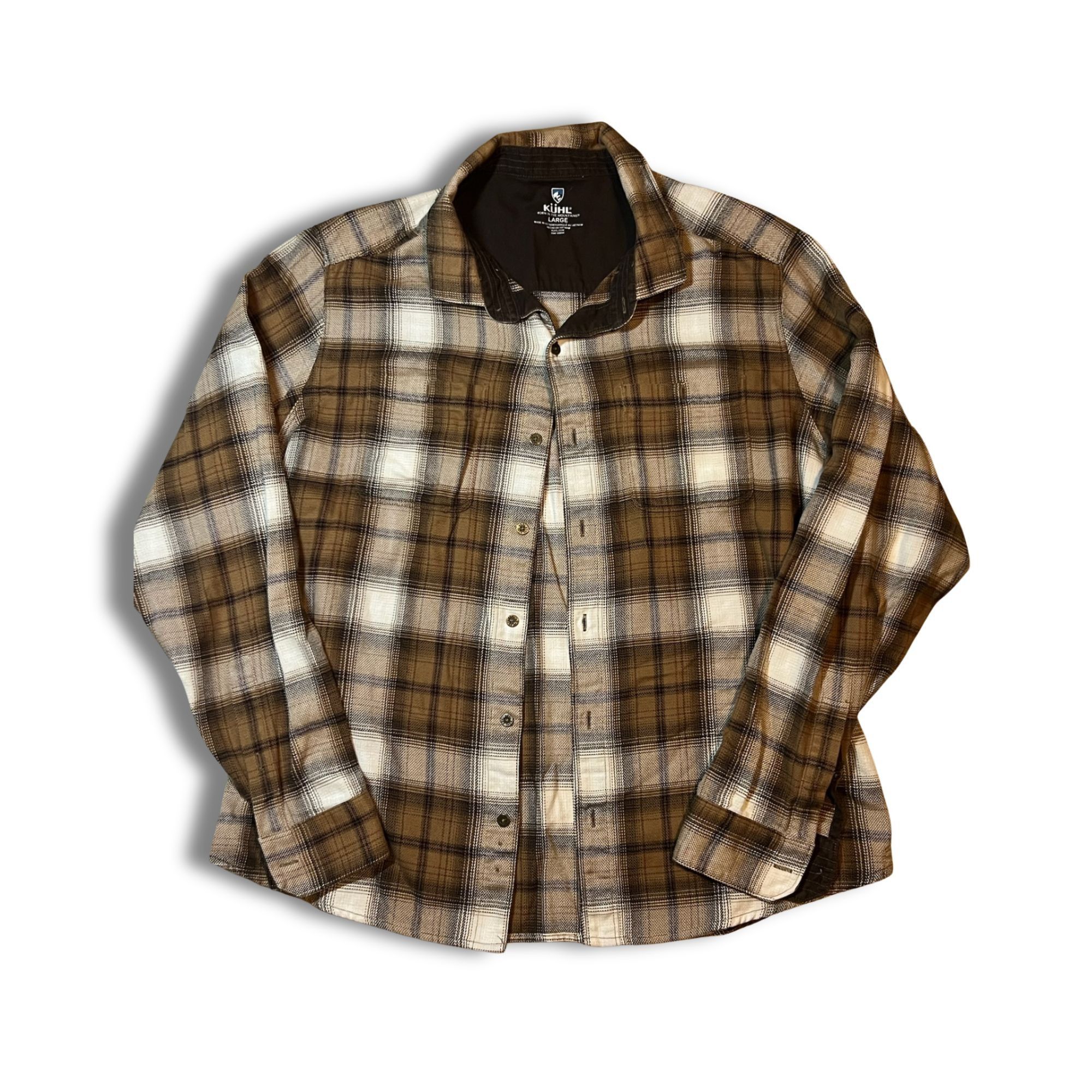 Kuhl Kühl Mens The Law Flannel Shirt Large Plaid Brown/White 100% Size US L / EU 52-54 / 3 - 2 Thumbnail