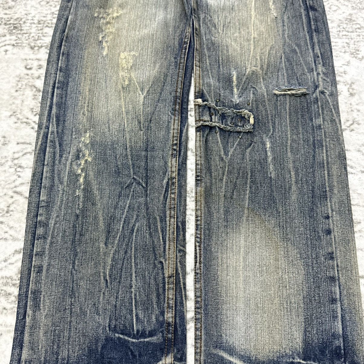 Japanese Brand Euro Eagle Patchwork Distressed Studded Loose Jeans Size US 30 / EU 46 - 3 Thumbnail