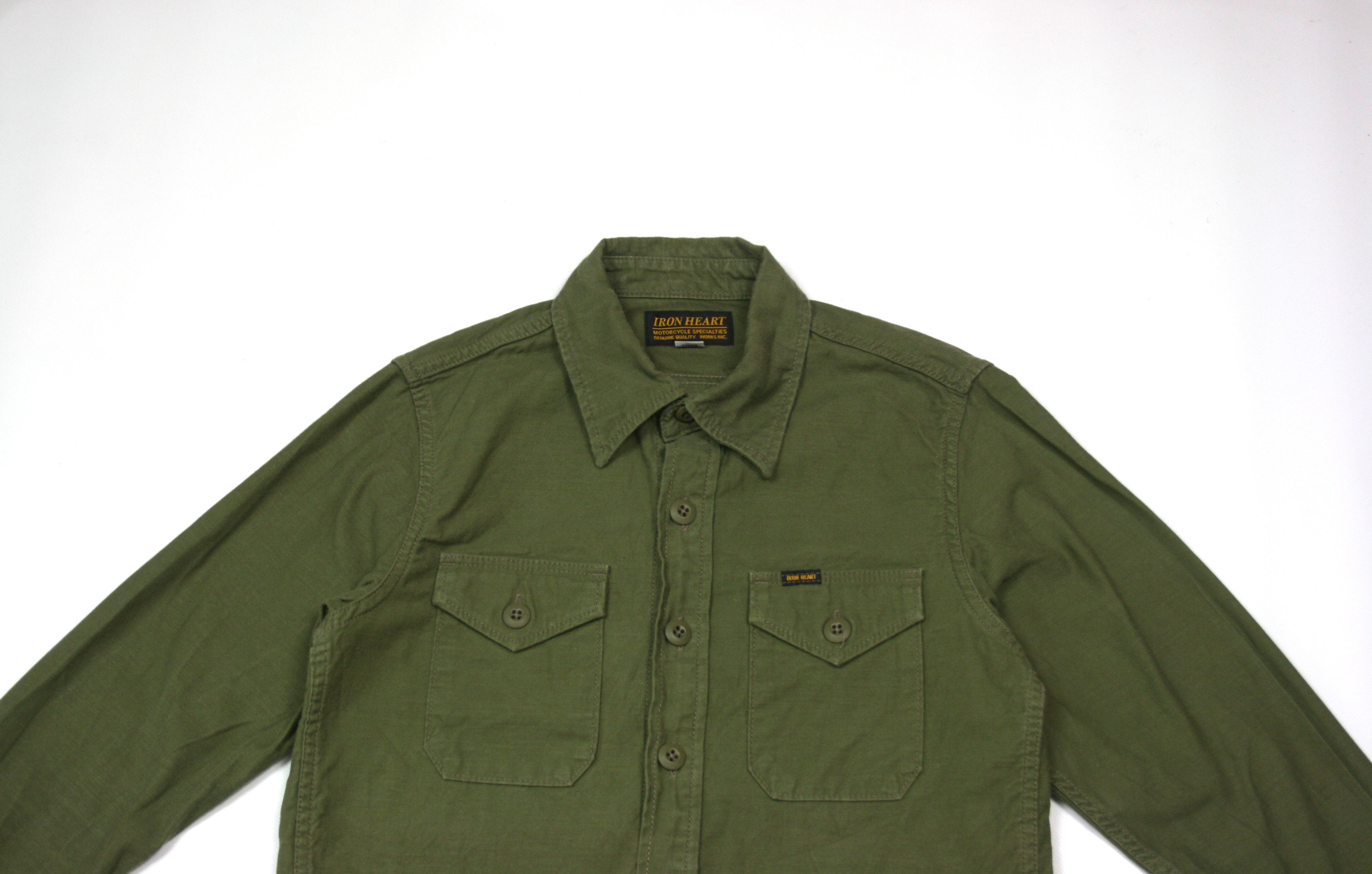 Iron Heart IHSH-328-GRN - 7oz Back Satin Military CPO Shirt Green Size US S / EU 44-46 / 1 - 3 Thumbnail