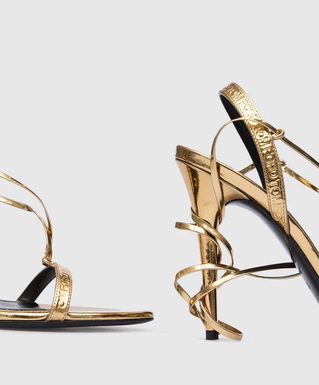 Tom Ford o1y0126 Spike Heel Sandals in Gold Size US 7 / IT 37 - 2 Thumbnail