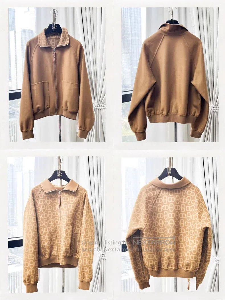 Hermes Hermes Brown Pig Nose Full-print Two-sided Wear Cashmere L Size S / US 4 / IT 40 - 1 Thumbnail