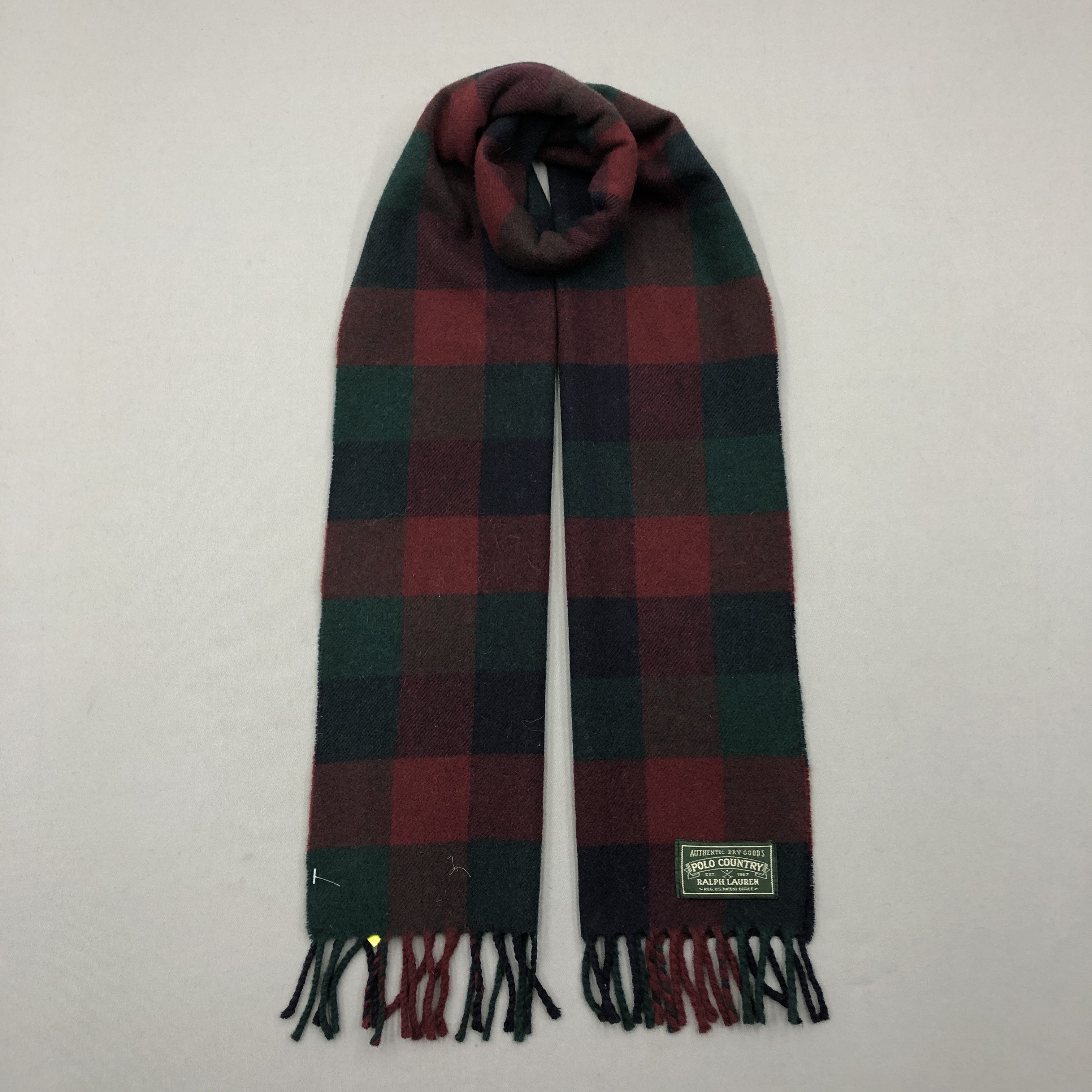 Vintage Polo Ralph Lauren Scarf Tartan Plaid Wool Scarves