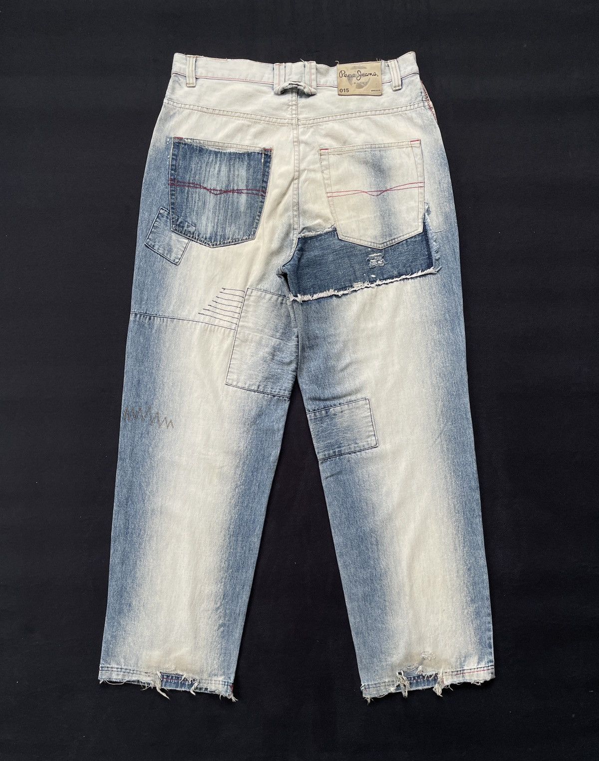 Designer × Pepe Jeans Pepe Jeans Patchwork Baggy Jeans Size US 35 - 2 Thumbnail