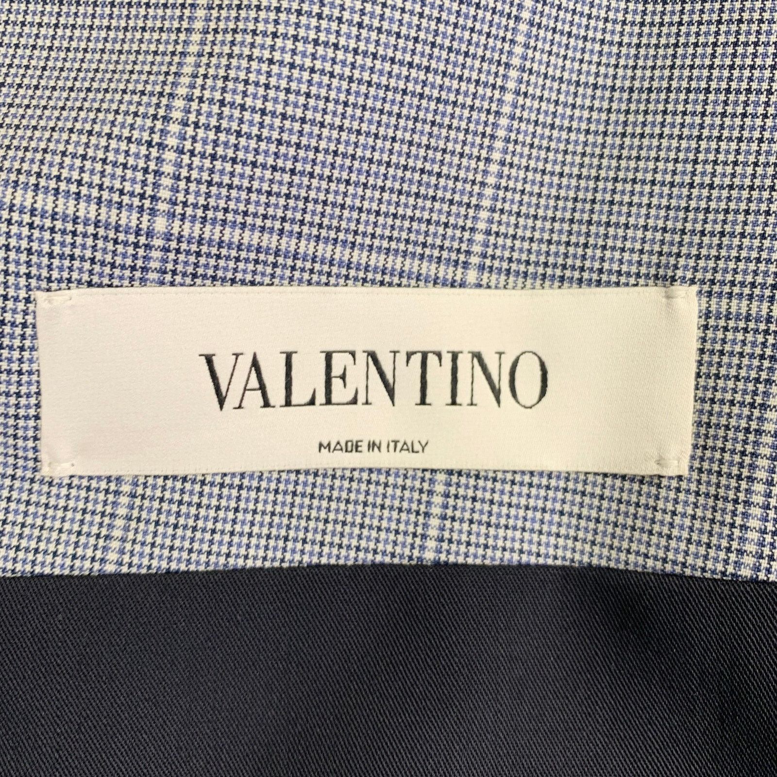 Valentino VALENTINO Size 38 Blue Grey Plaid Wool Notch Lapel Suit Size 38R - 8 Thumbnail