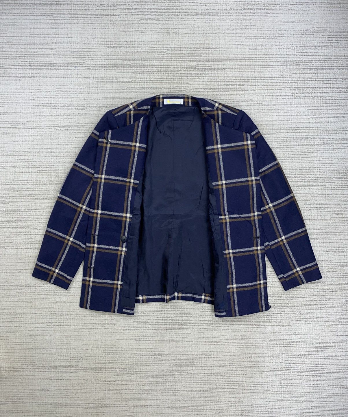 Aquascutum Vintage Aquascutum Navy Blue Plaid Coat Jacket Size M / US 6-8 / IT 42-44 - 6 Thumbnail