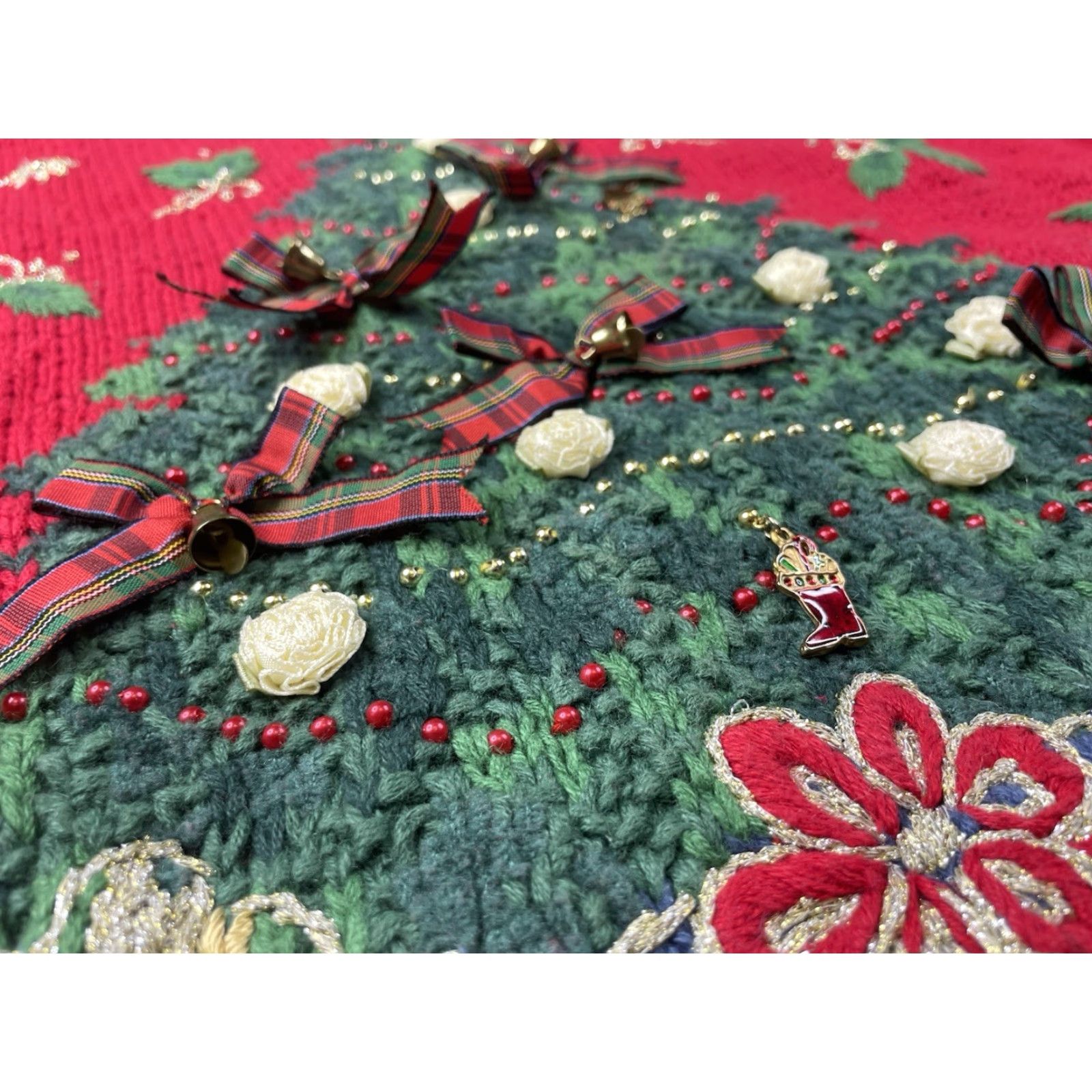 Bell VINTAGE Tiara Christmas Sweater Tree Embellished Pullover Knit Ugly Bells PM Size M / US 6-8 / IT 42-44 - 2 Thumbnail