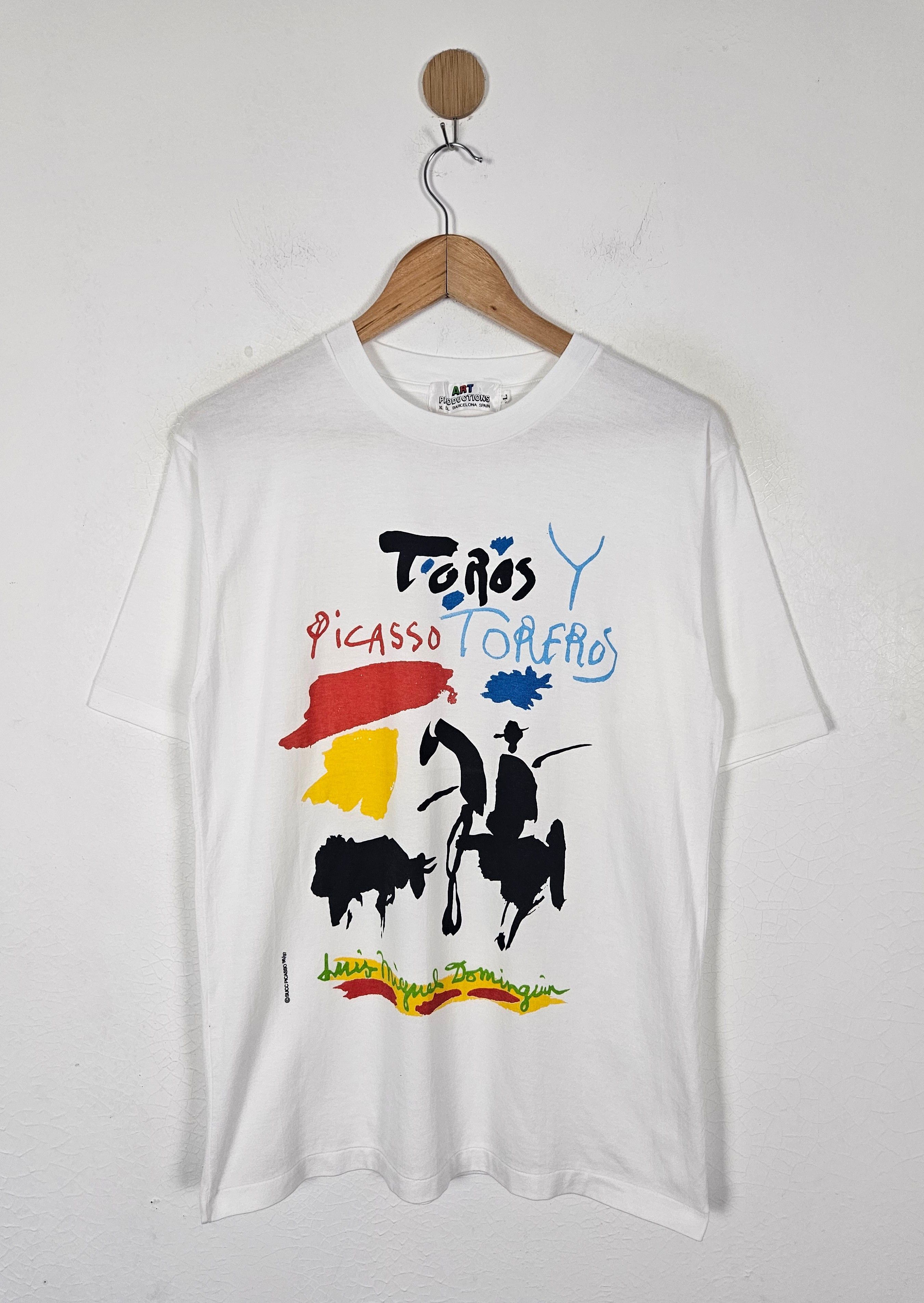 Vintage Vintage Pablo Picasso Toros Y Toreros Art White Shirt Size US M / EU 48-50 / 2 - 1 Thumbnail