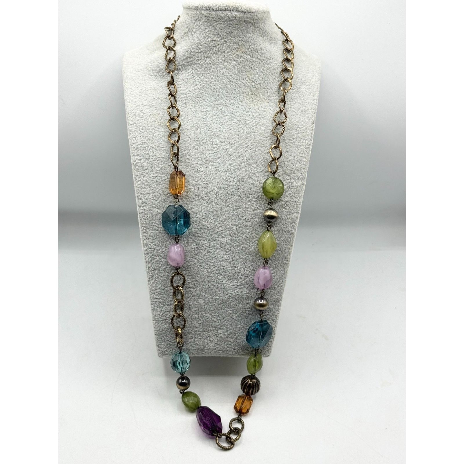 Vintage Acrylic crystal beaded chain vintage necklace Size ONE SIZE - 4 Thumbnail