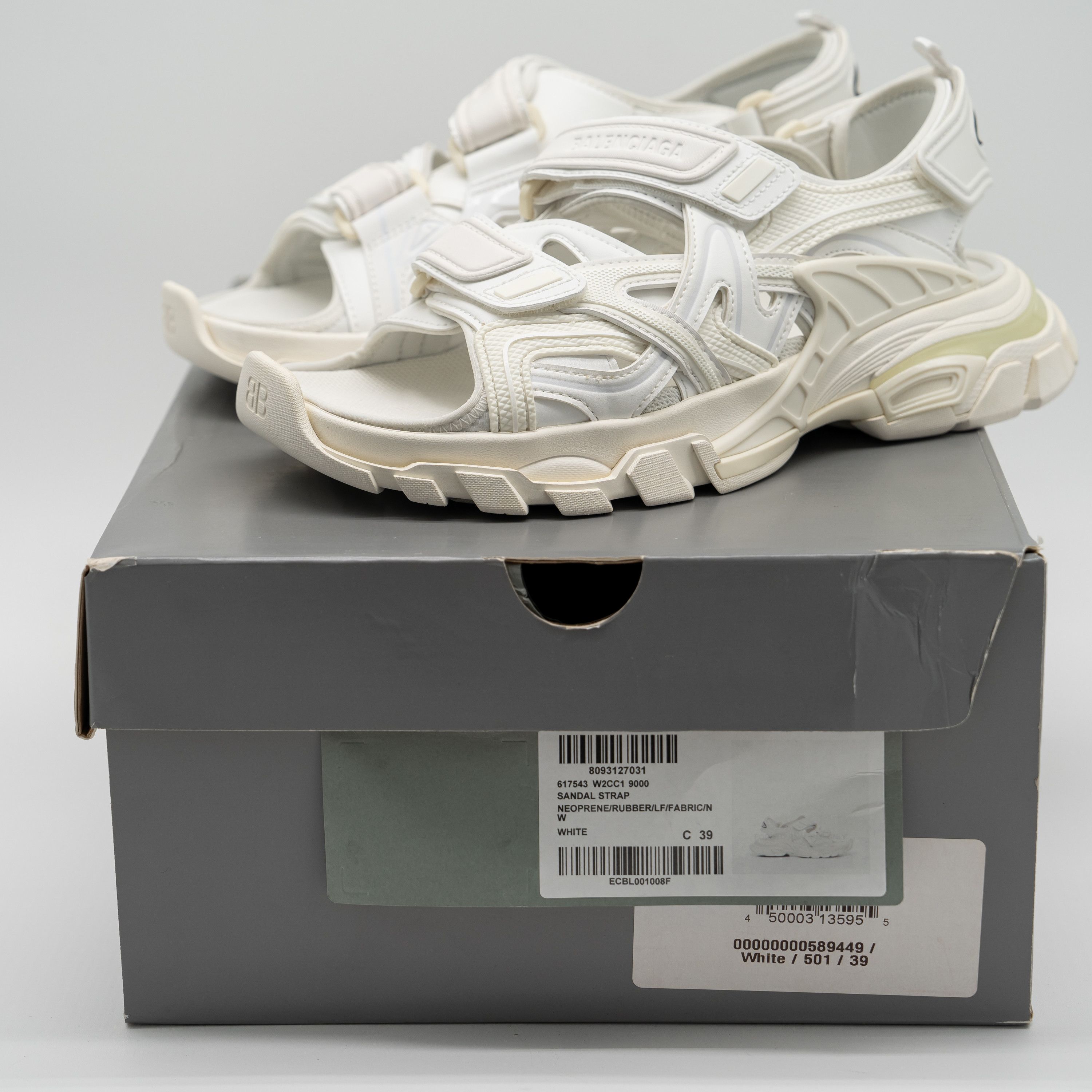 Balenciaga 39 - Balenciaga Track Sandals Triple White Straps Size US 9 / IT 39 - 12 Thumbnail