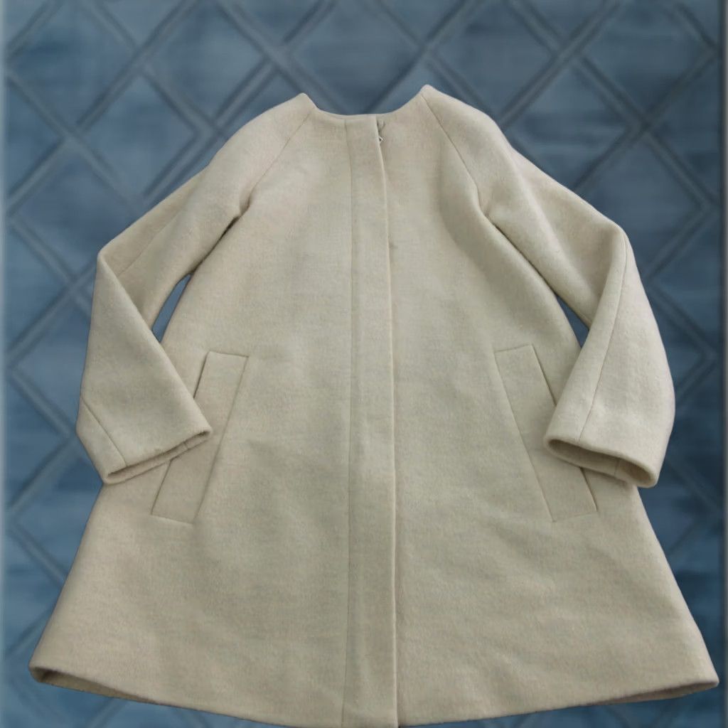 Cos COS Coat Womens 12 White Wool Zip Front Collarless Lined Pockets Mid Length Size XL / US 12-14 / IT 48-50 - 1 Thumbnail