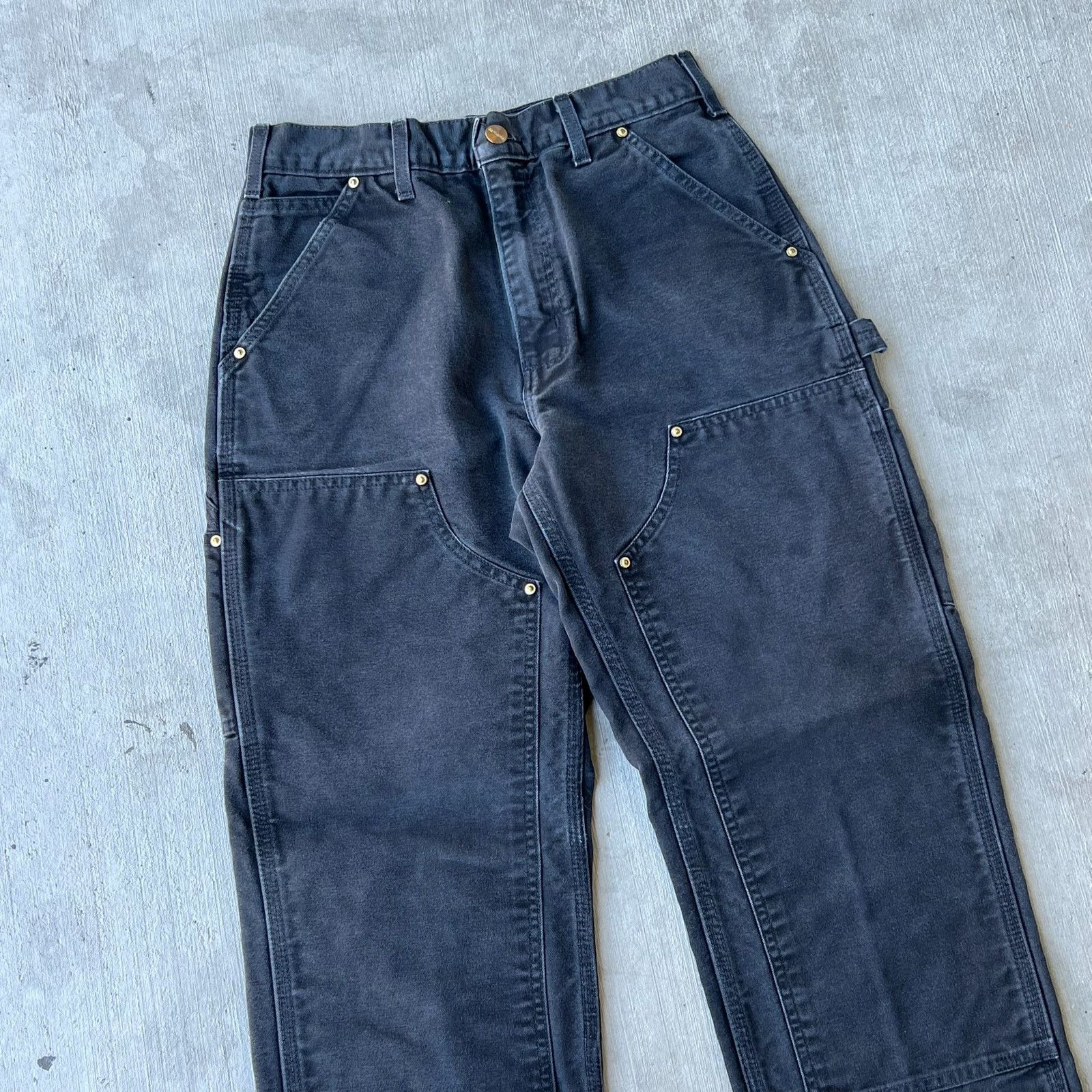 Carhartt × Vintage Carhartt faded black double knee work wear carpenter pants Size US 27 - 2 Thumbnail