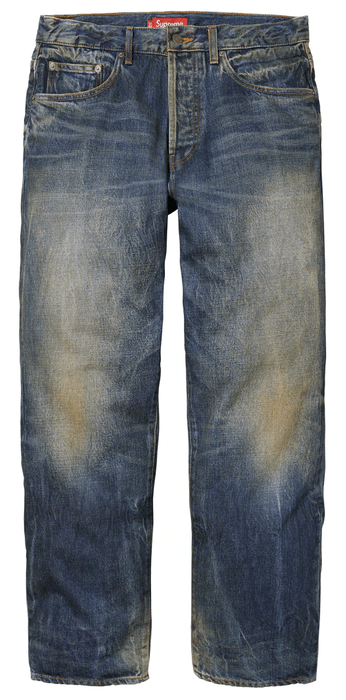 Supreme Supreme Distressed Loose Fit Selvedge Jean Washed Blue 32