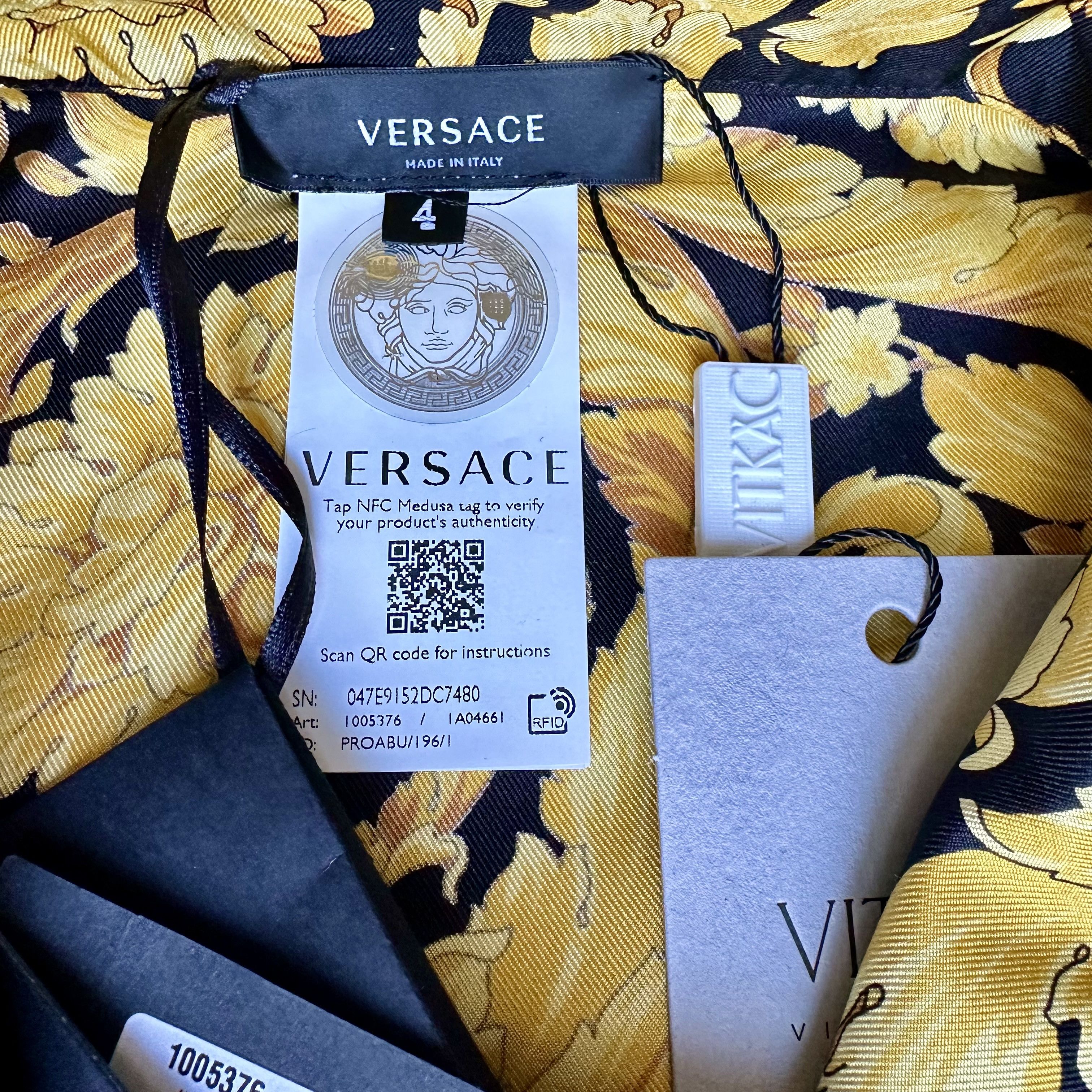 Versace $1,825 VERSACE Barocco-Print SILK PAJAMA TOP Size 4 IT / M Size US M / EU 48-50 / 2 - 6 Thumbnail