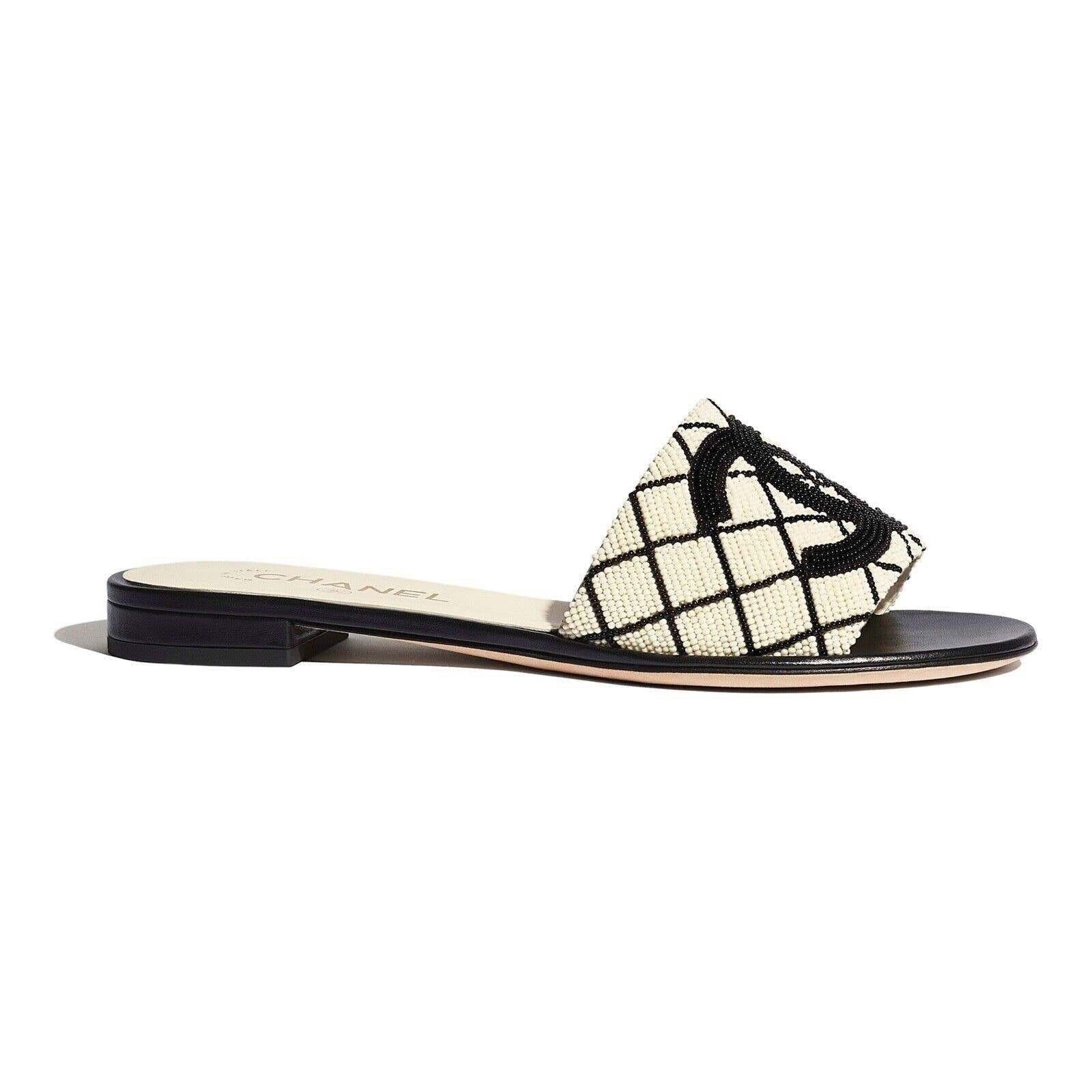 Chanel Chanel 20P Black White Pearl Embroidery CC Logo Slide Slip Size US 6 / IT 36 - 3 Thumbnail