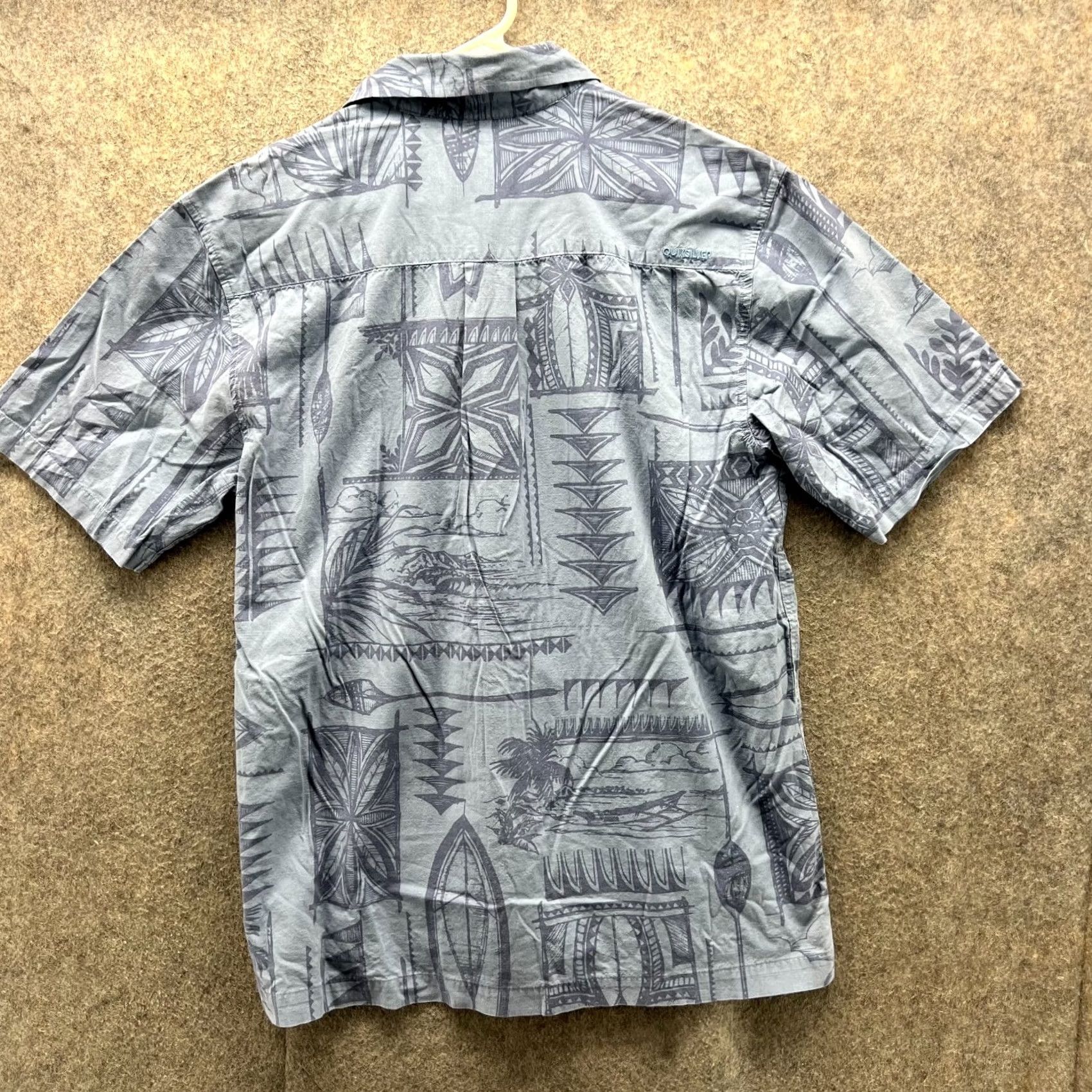 Quiksilver Quiksilver Shirt Men S Blue Hawaiian Button-Down Waterman Floral Short Sleeve Collared Cotton Button-Up, All Seasons, Regular Fit Size US S / EU 44-46 / 1 - 2 Thumbnail