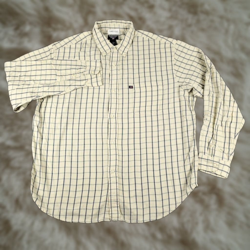 Ralph Lauren RALPH LAUREN Shirt Mens XL Blue Beige Check Casual Button Up Long Sleeve Size US XL / EU 56 / 4 - 1 Thumbnail
