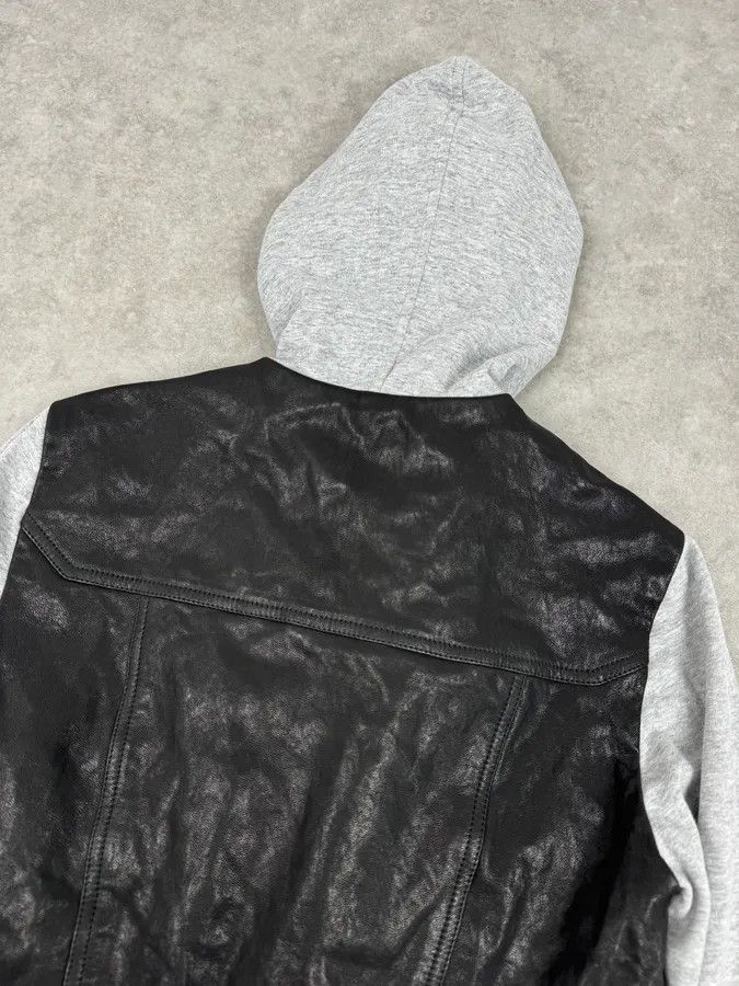 Balmain SS2019 Balmain Sample Grey & Black Horpist Leather Zip-Up Hooded Jacket Size US S / EU 44-46 / 1 - 8 Thumbnail